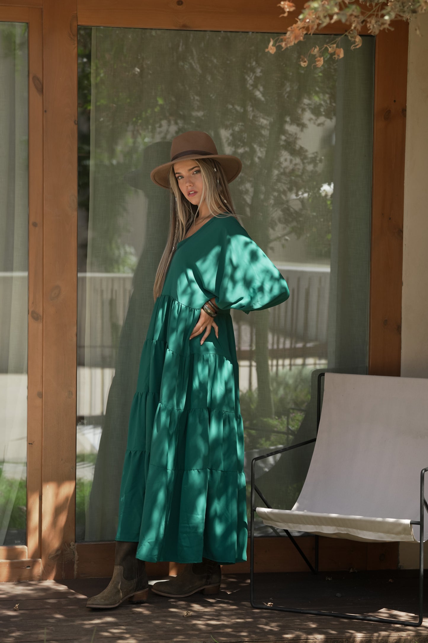 Vestido largo con volantes