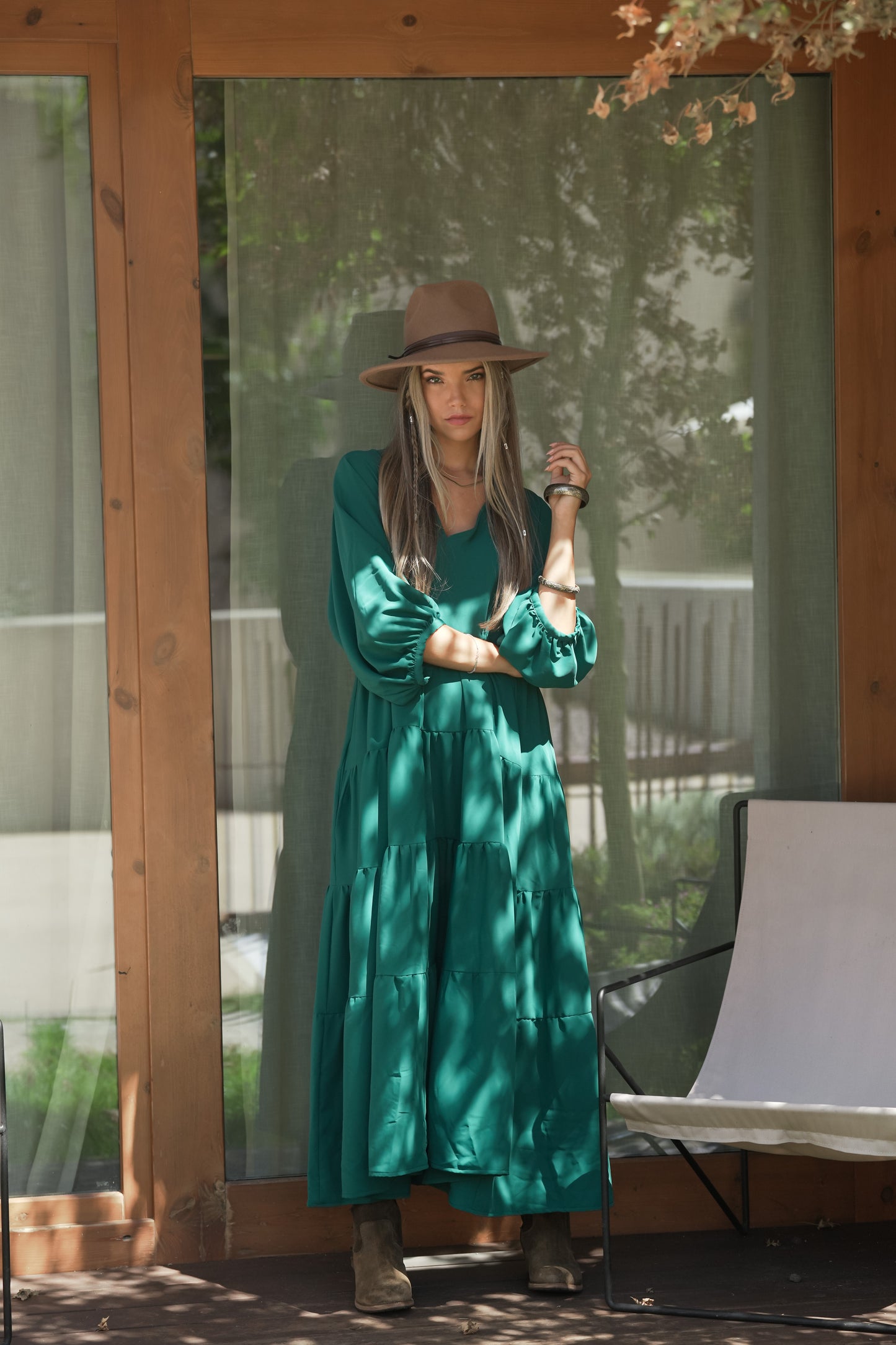 Vestido largo con volantes