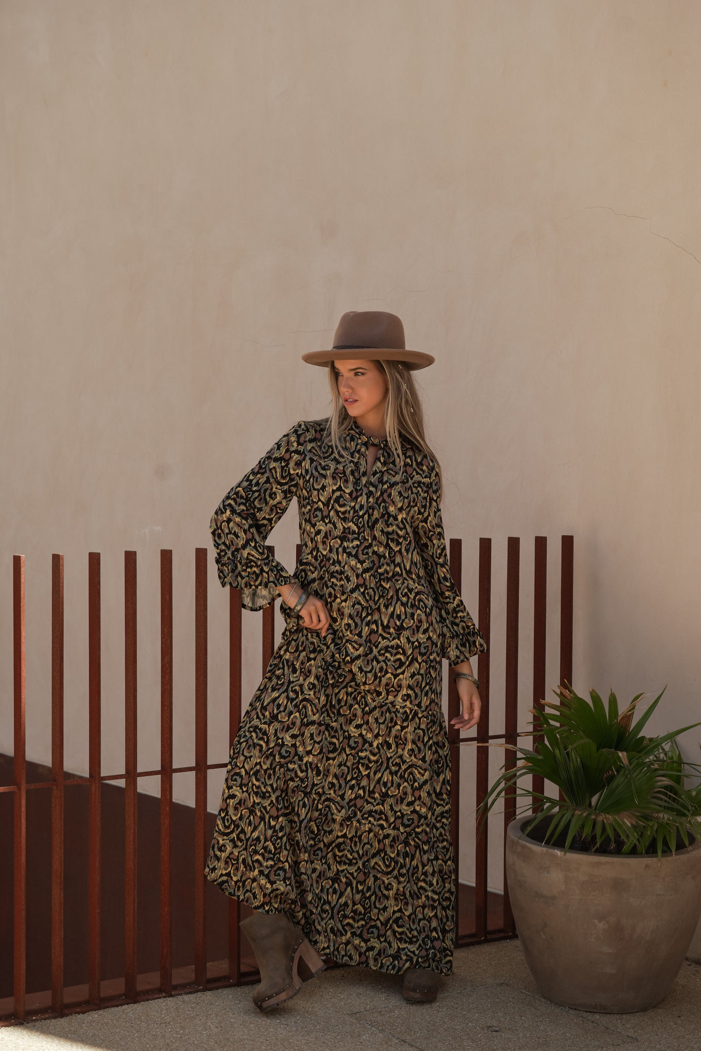 vestido largo estampado