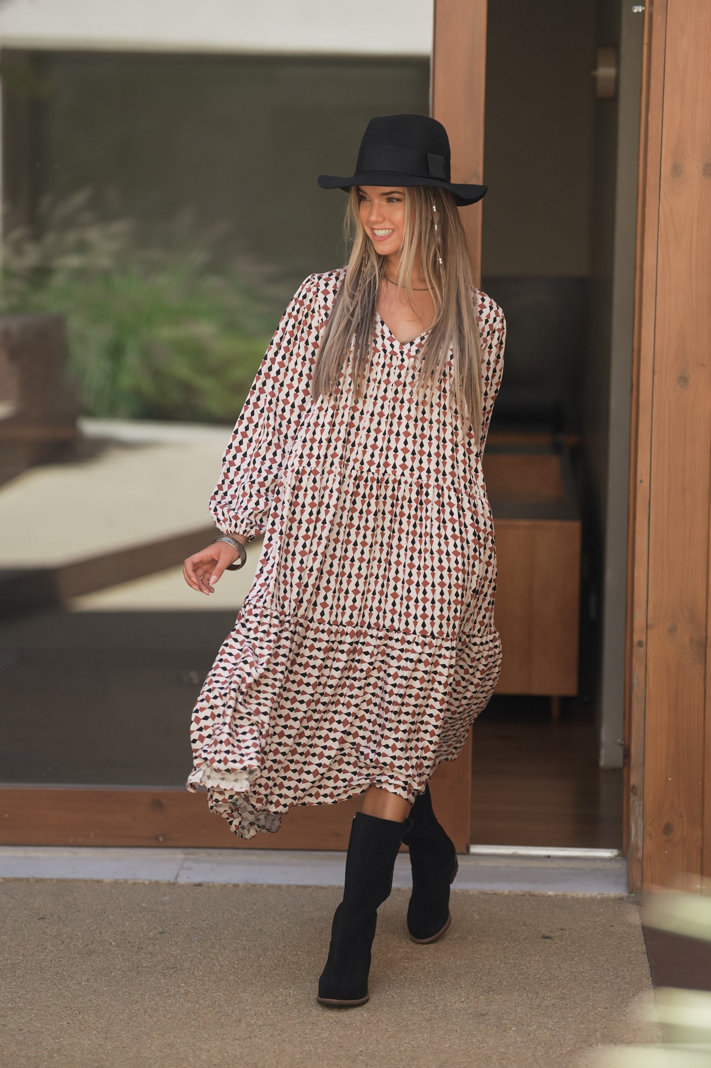 vestido largo estampado