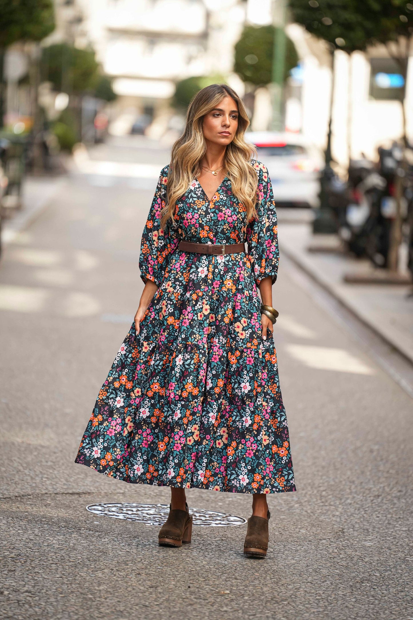 Vestido largo estampado floral