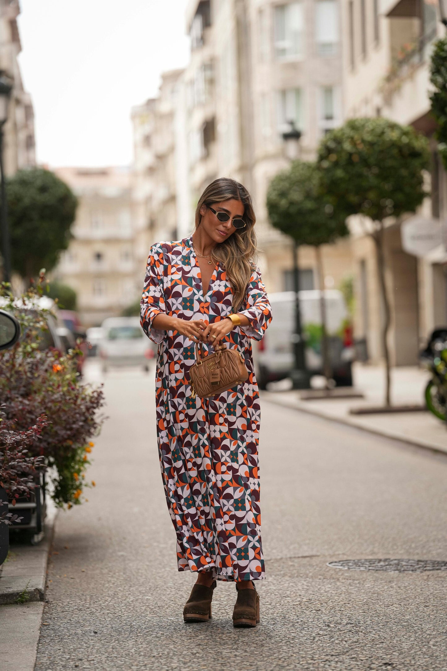Vestido de malla estampada