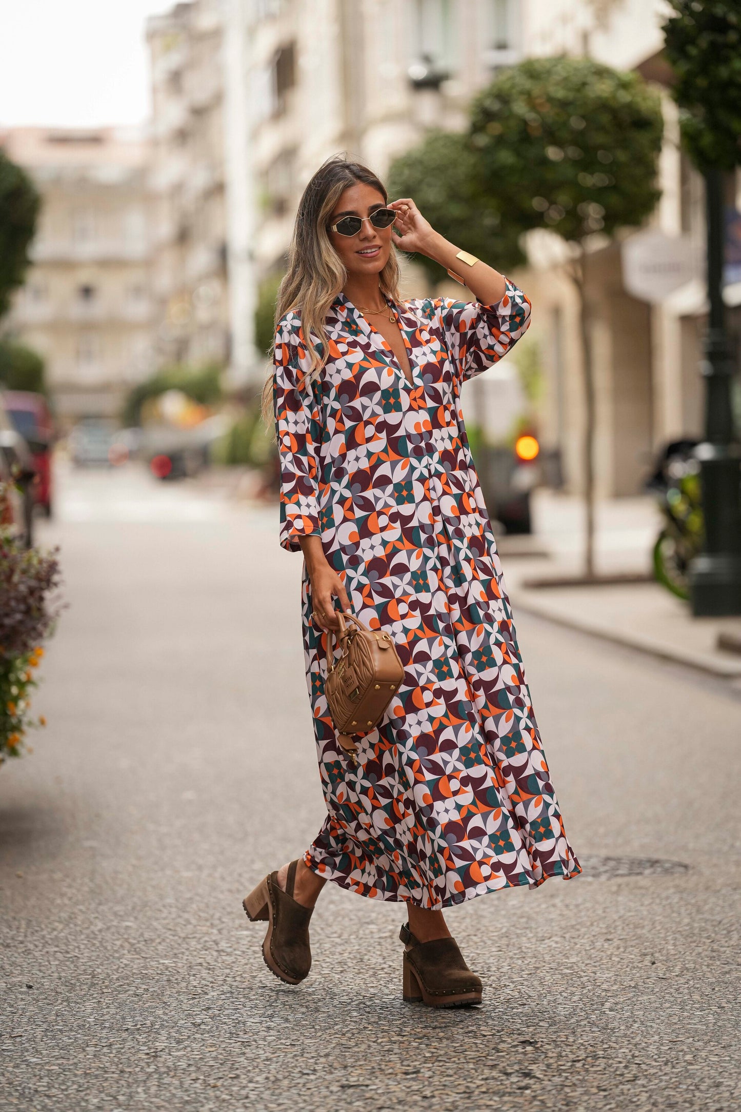Vestido de malla estampada