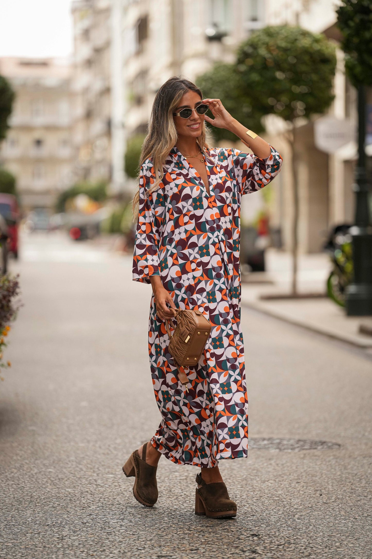 Vestido de malla estampada