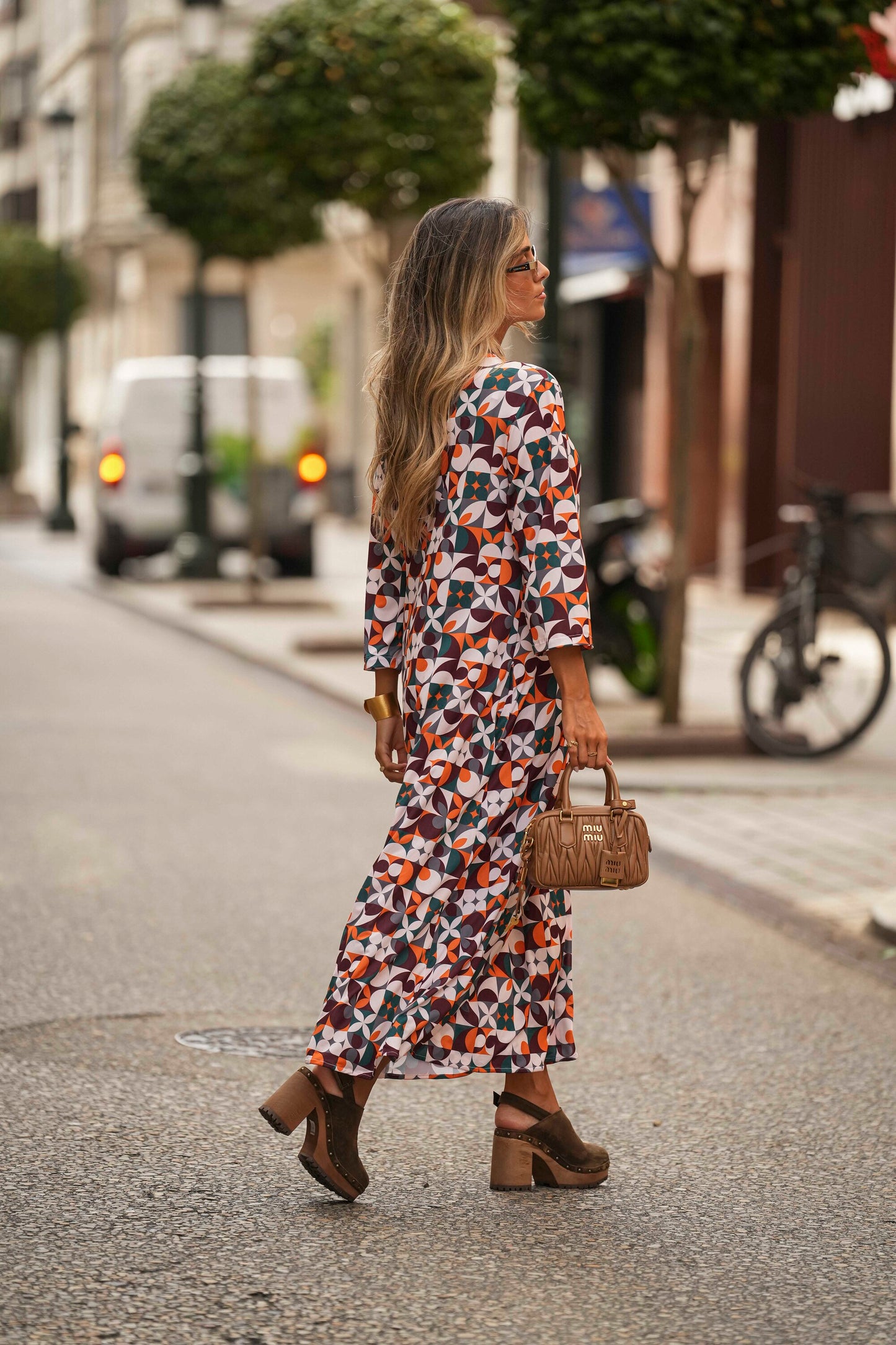 Vestido de malla estampada