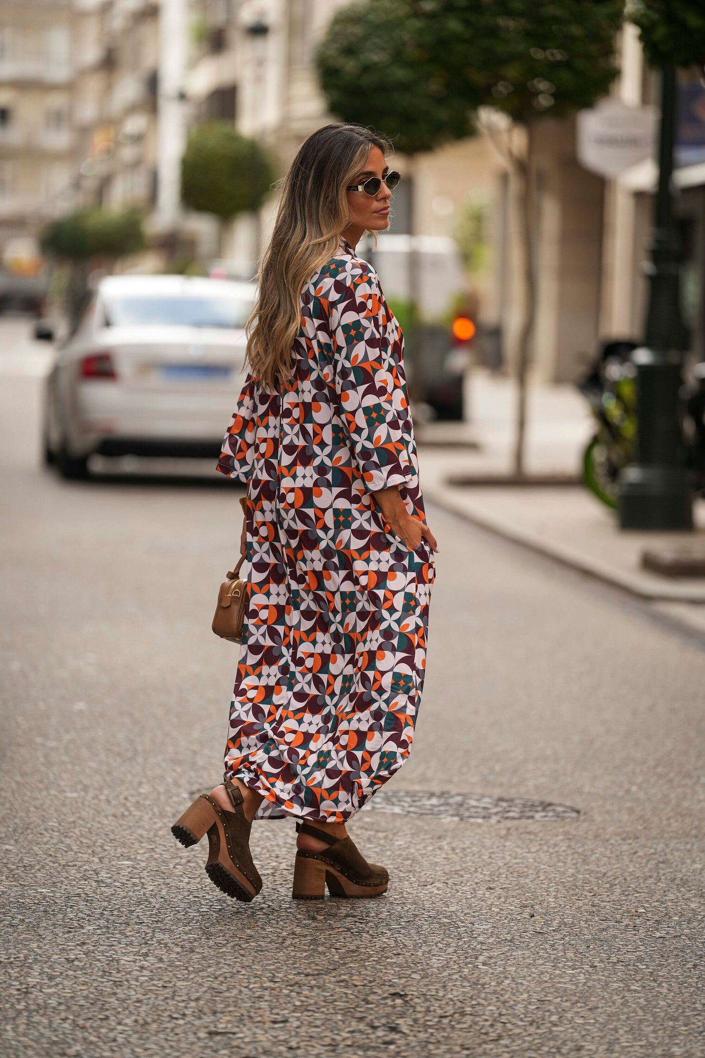 Vestido de malla estampada