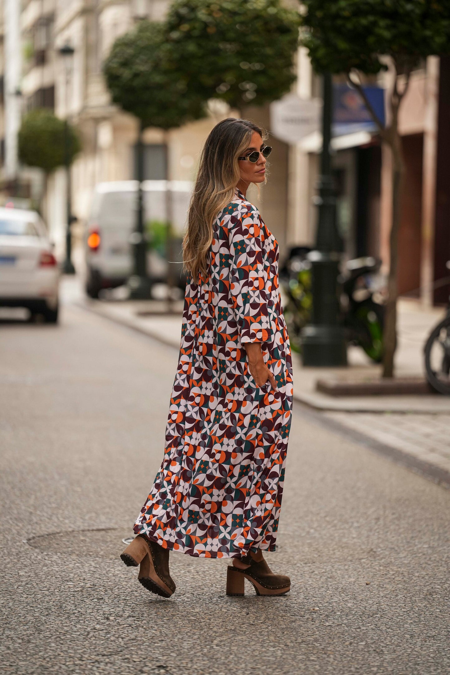 Vestido de malla estampada