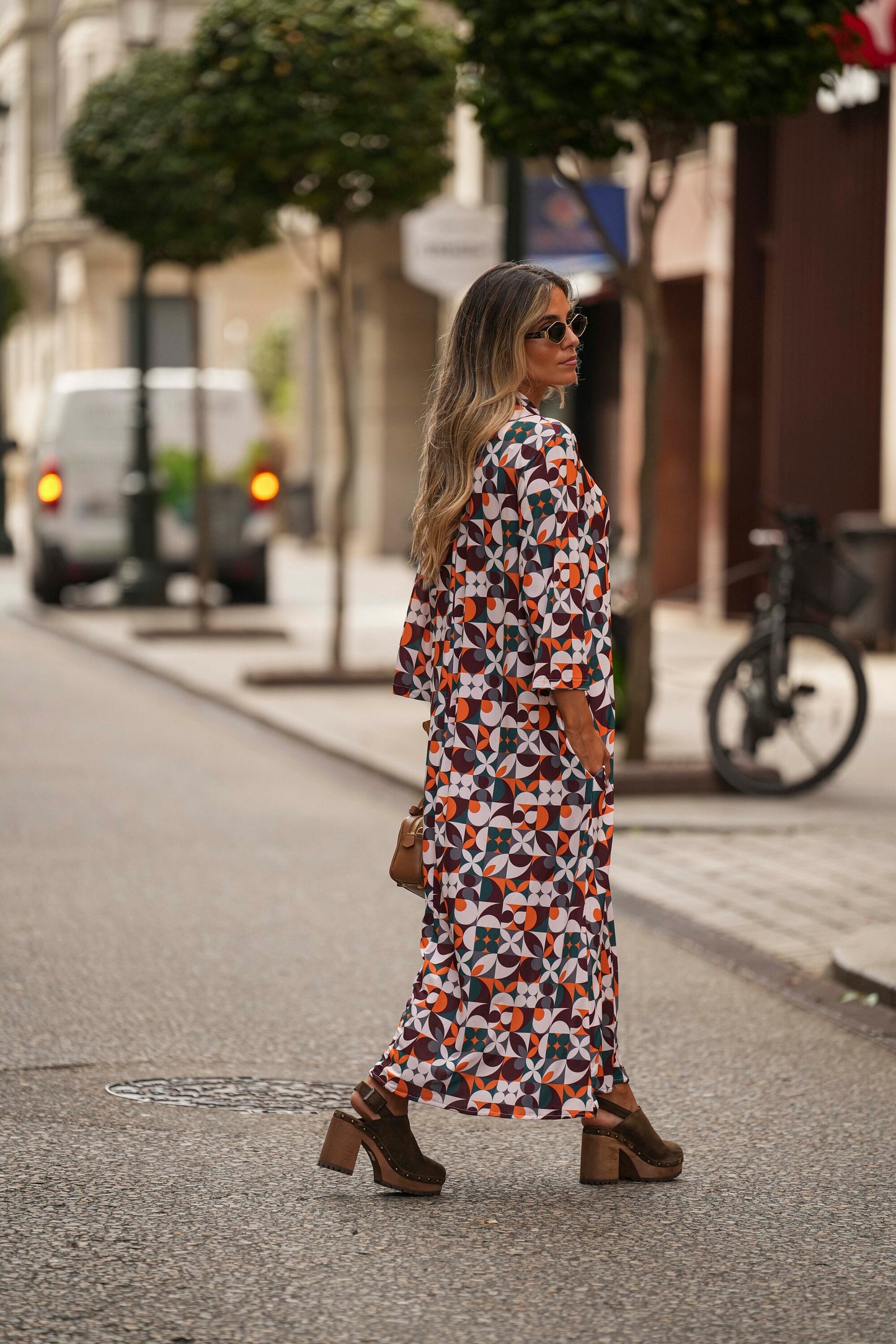 Vestido de malla estampada