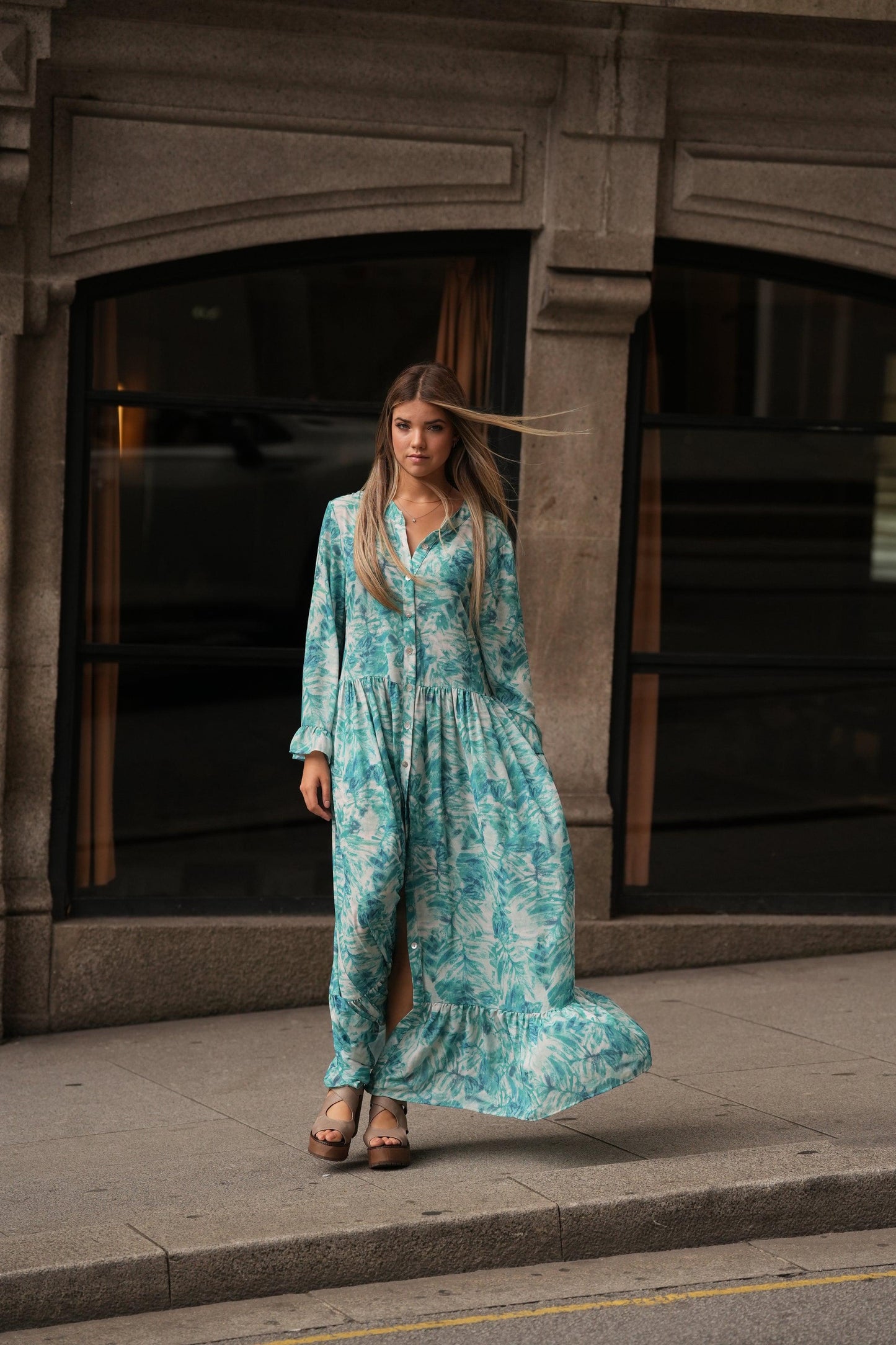 vestido camisero estampado