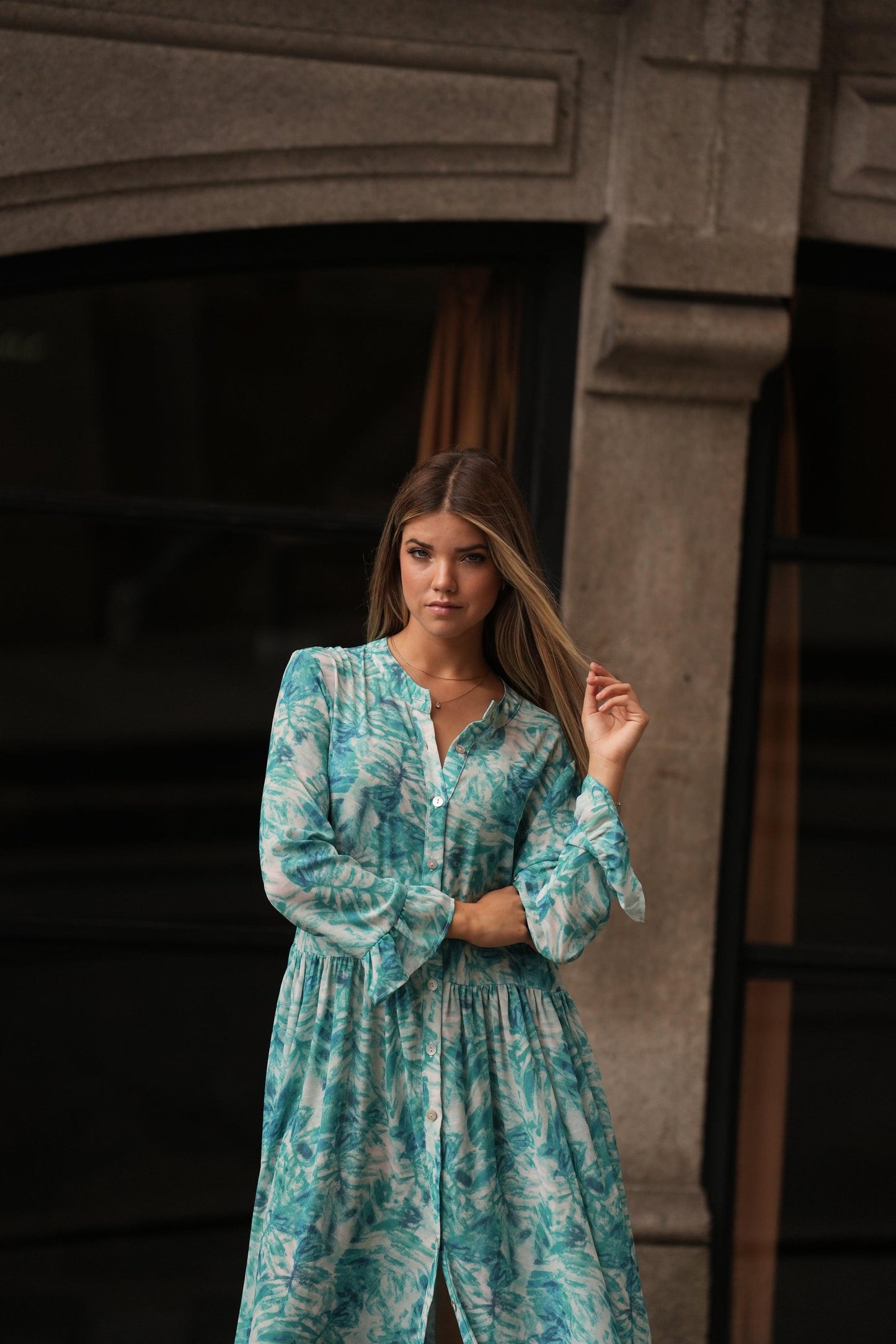 vestido camisero estampado