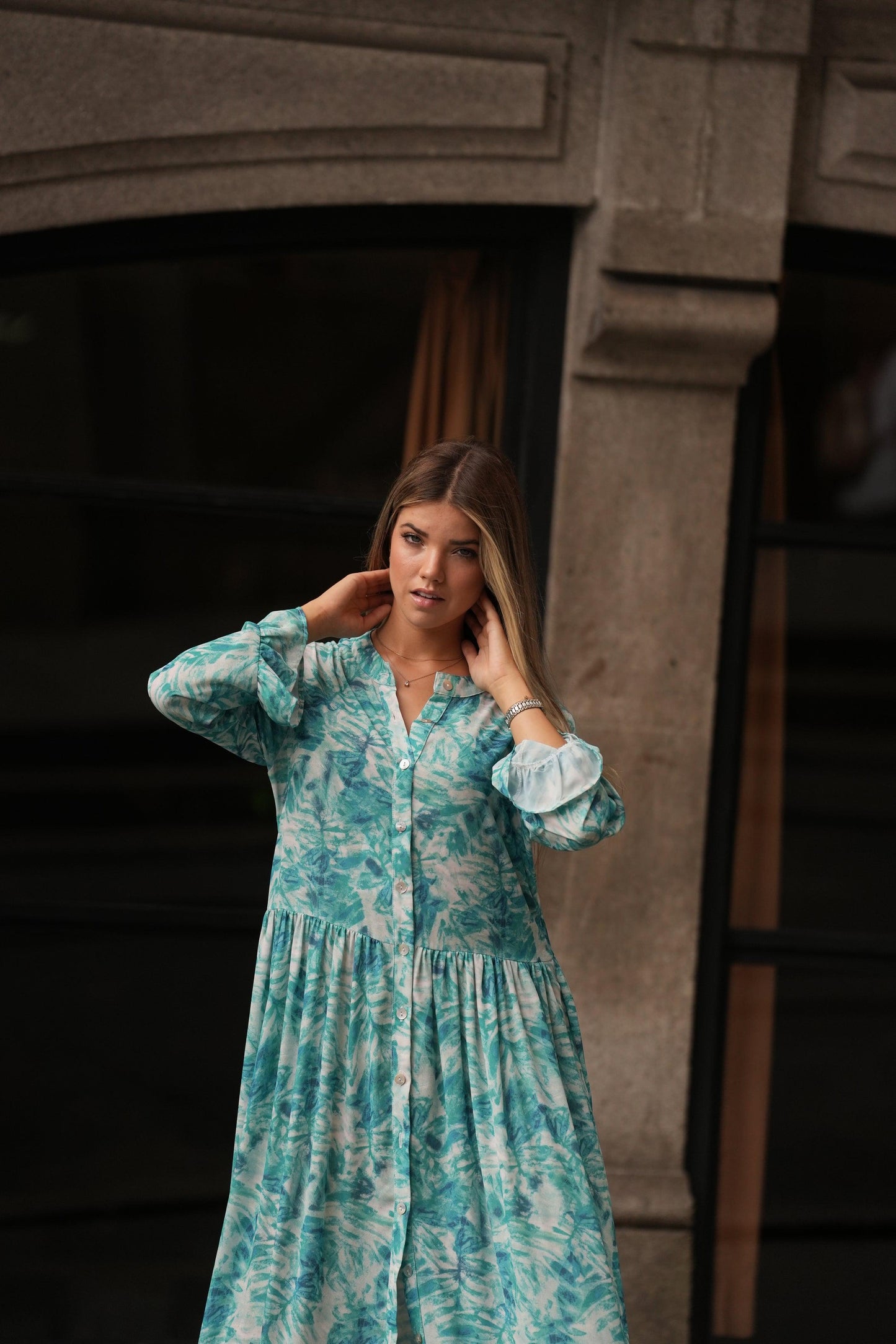 vestido camisero estampado