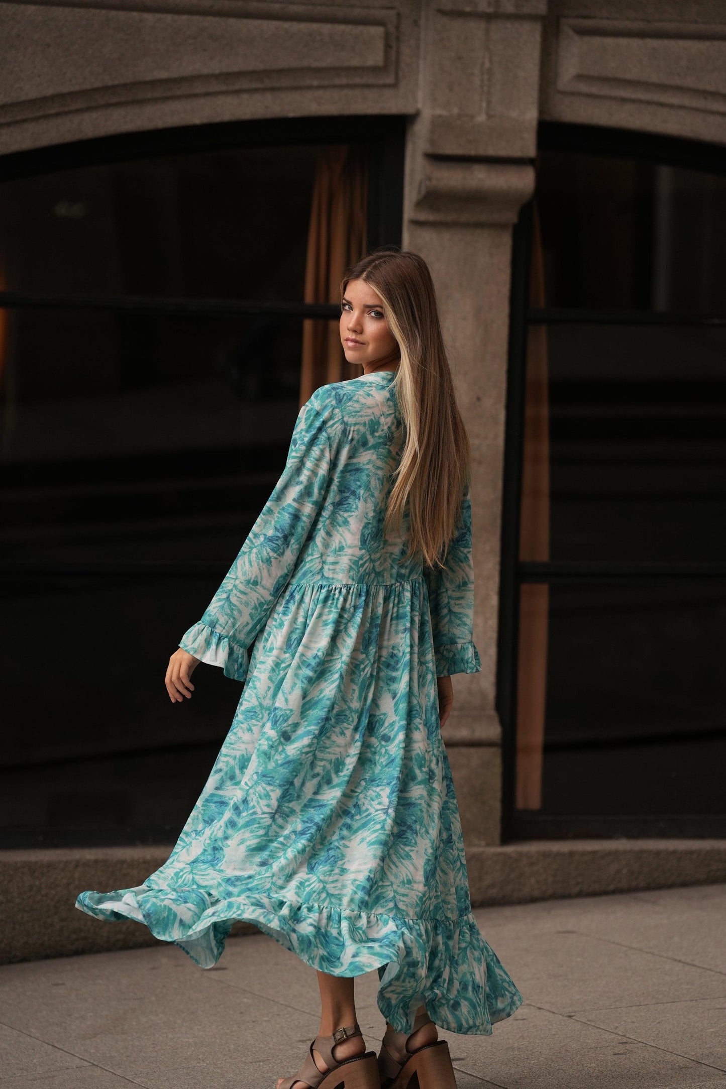 vestido camisero estampado
