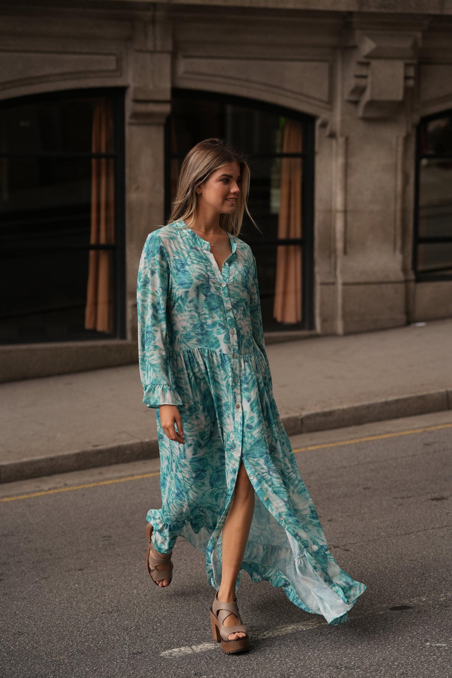 vestido camisero estampado