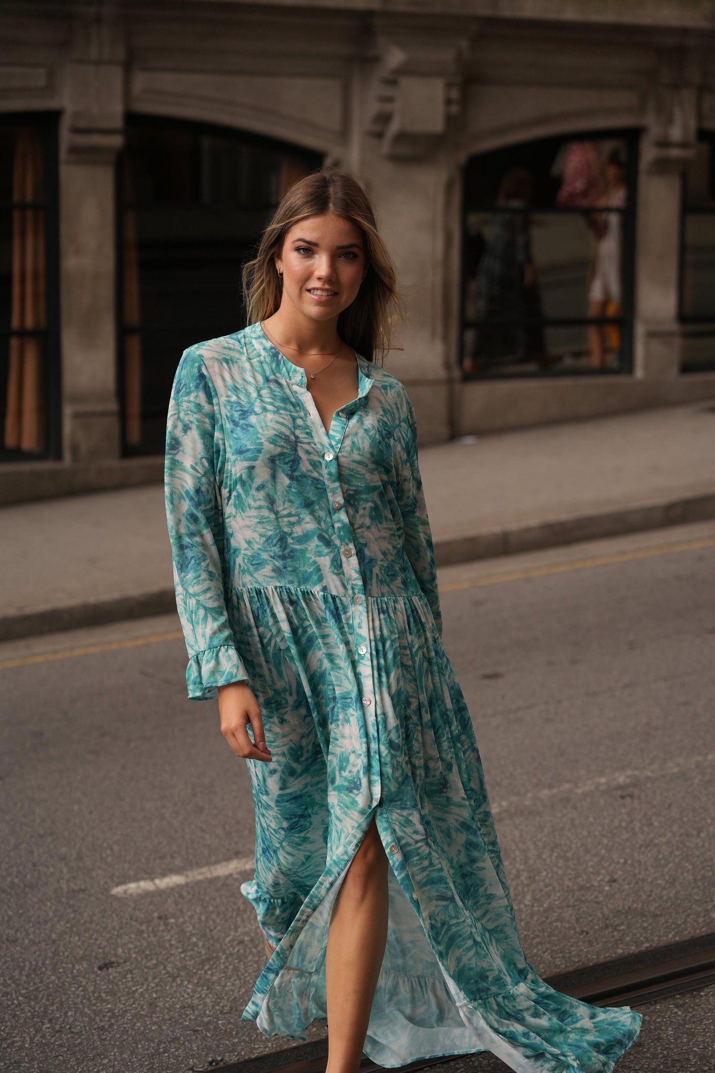 vestido camisero estampado