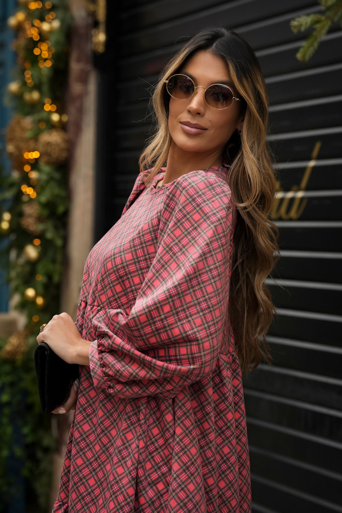 Vestido largo con volantes en bombazina