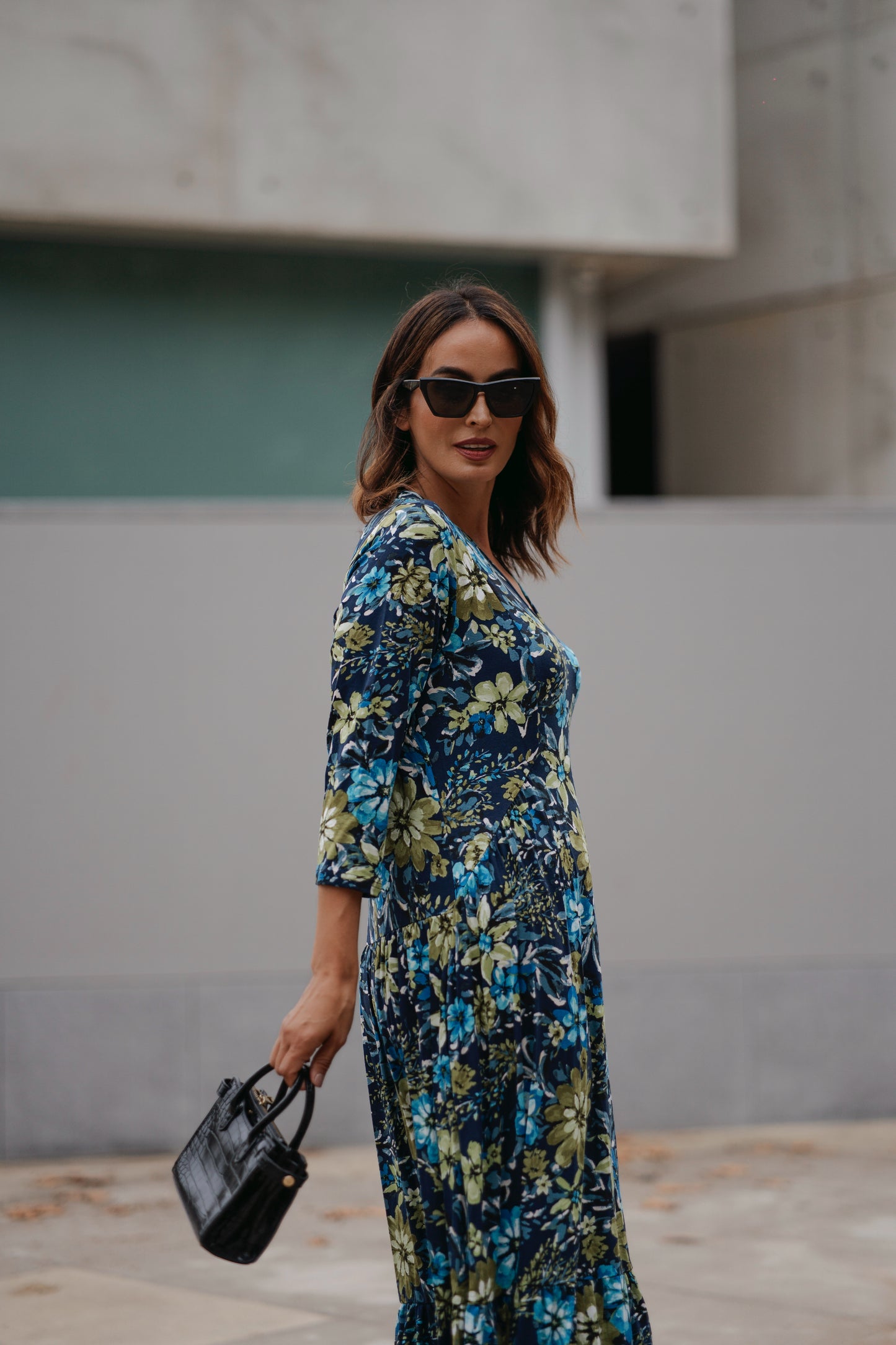 Vestido largo de punto estampado