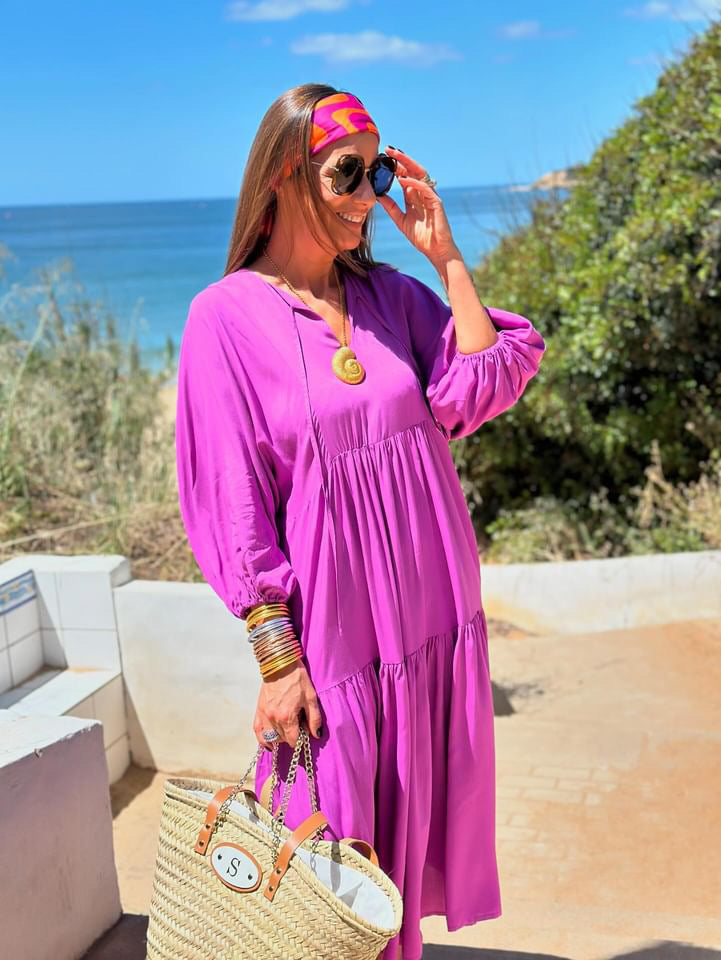 Vestido largo de viscosa
