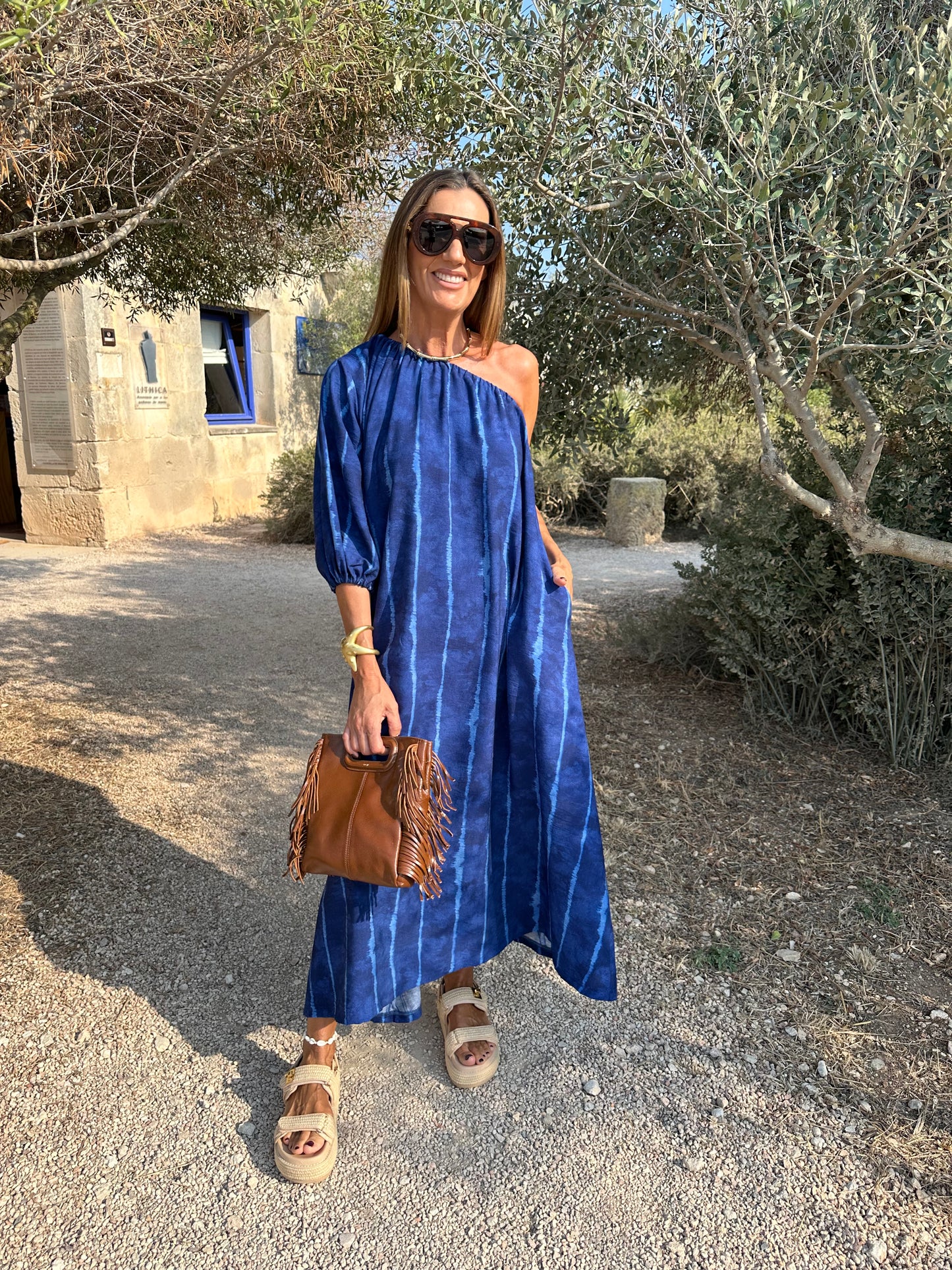 Vestido largo azul