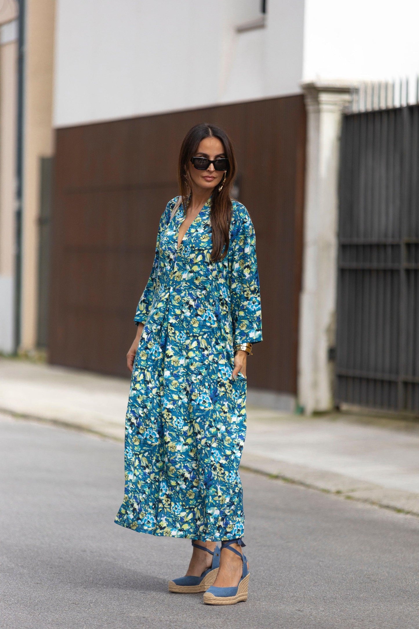 vestido largo estampado
