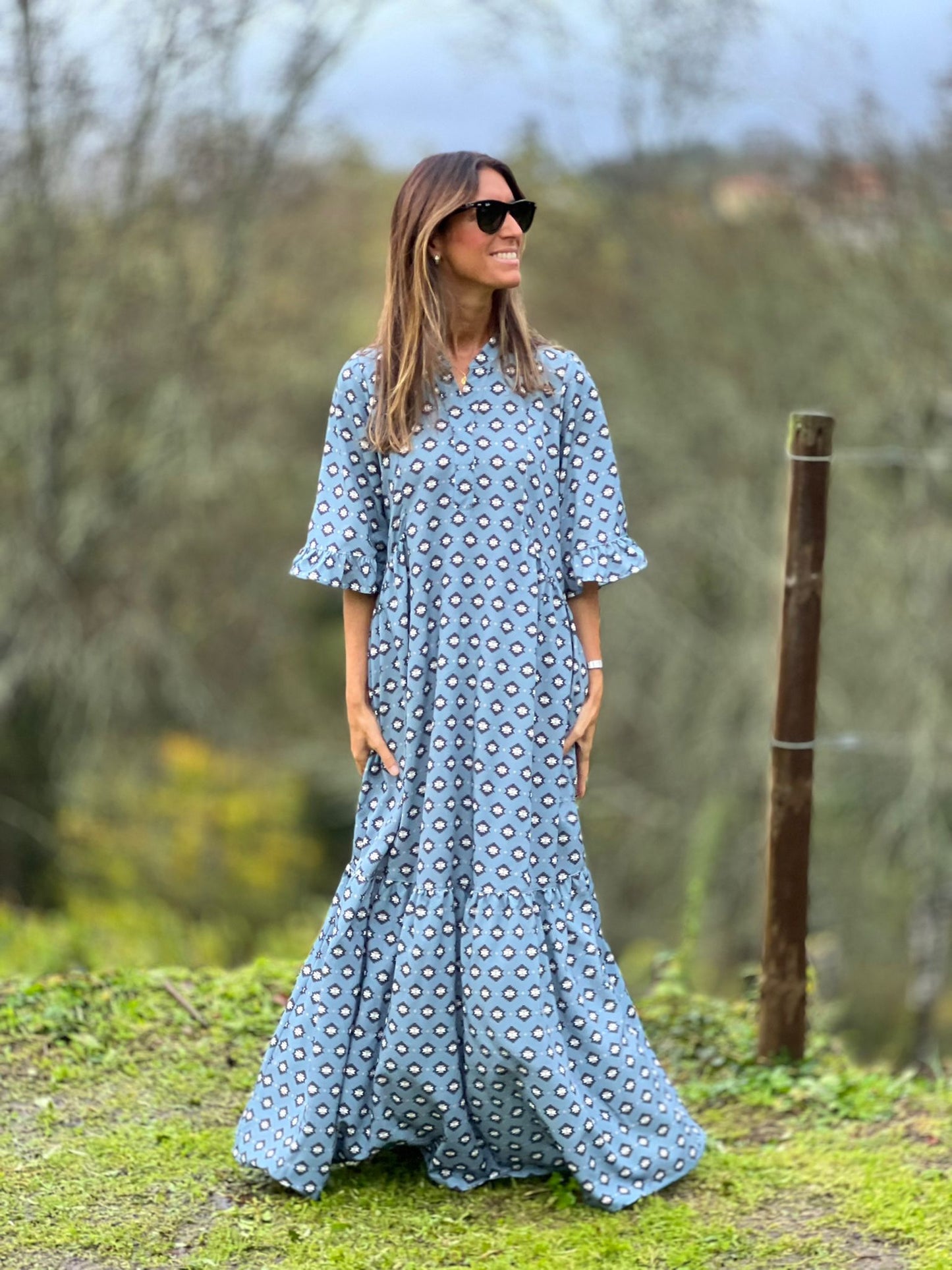 vestido largo estampado