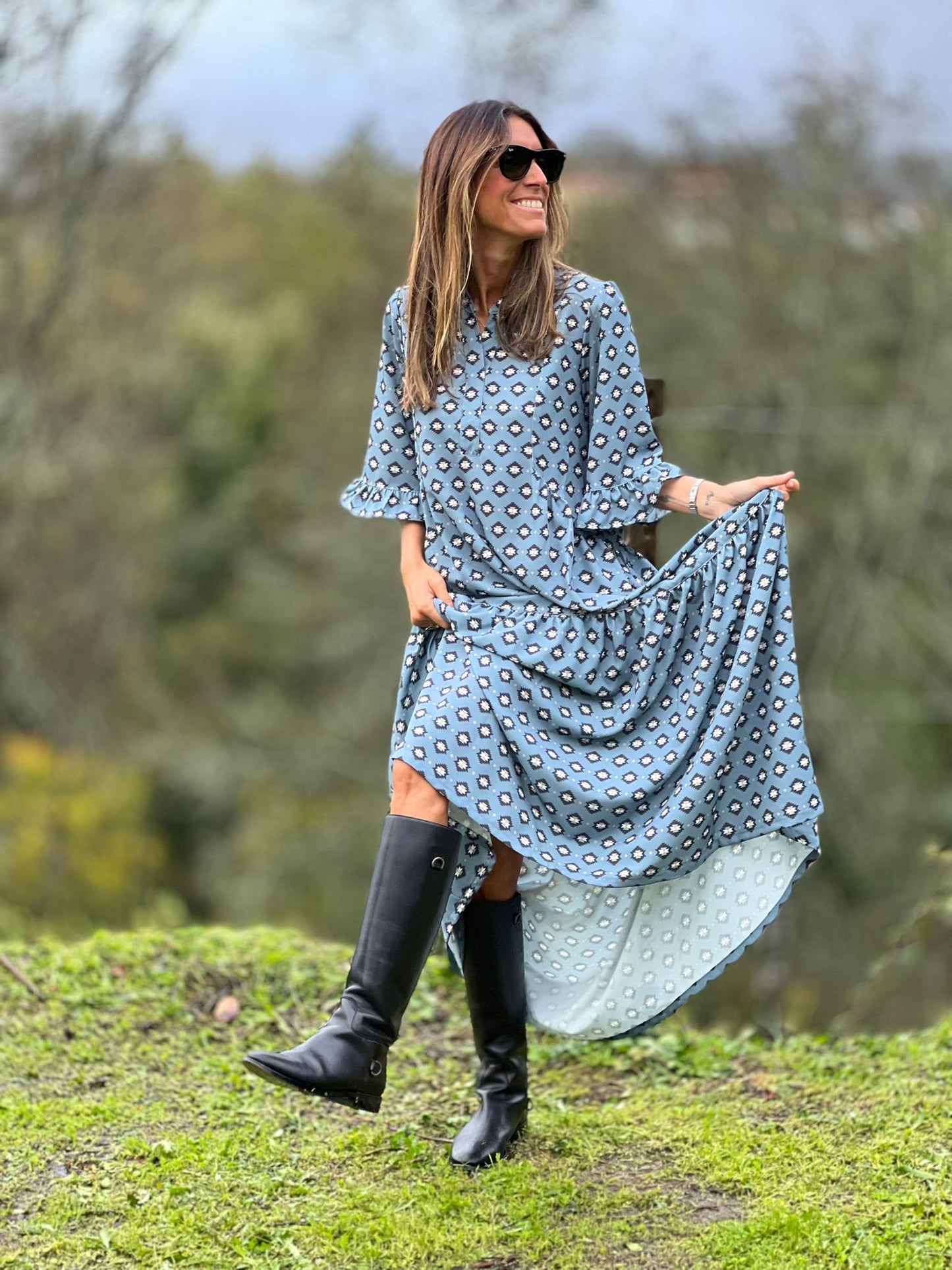 vestido largo estampado