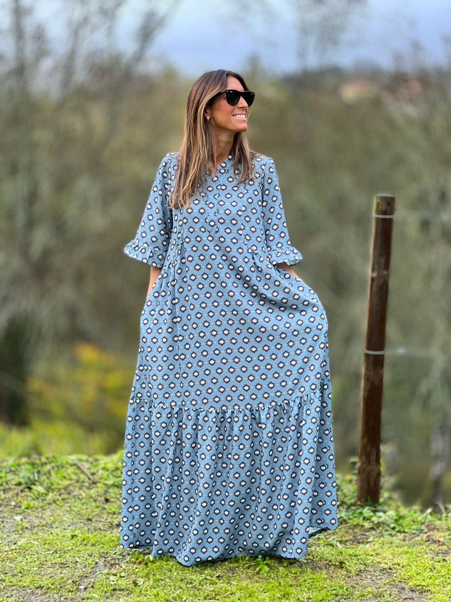 vestido largo estampado