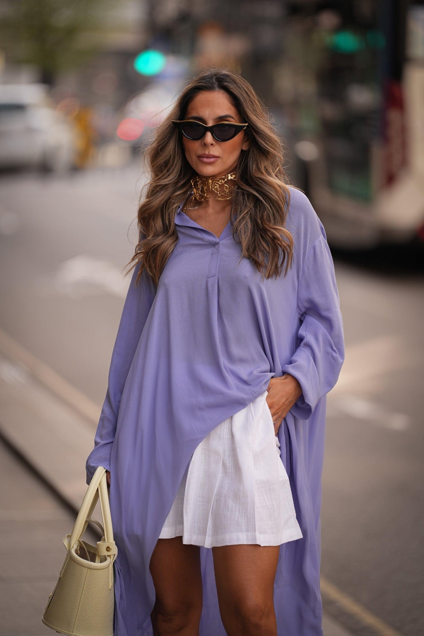 Blusa de viscosa asimétrica