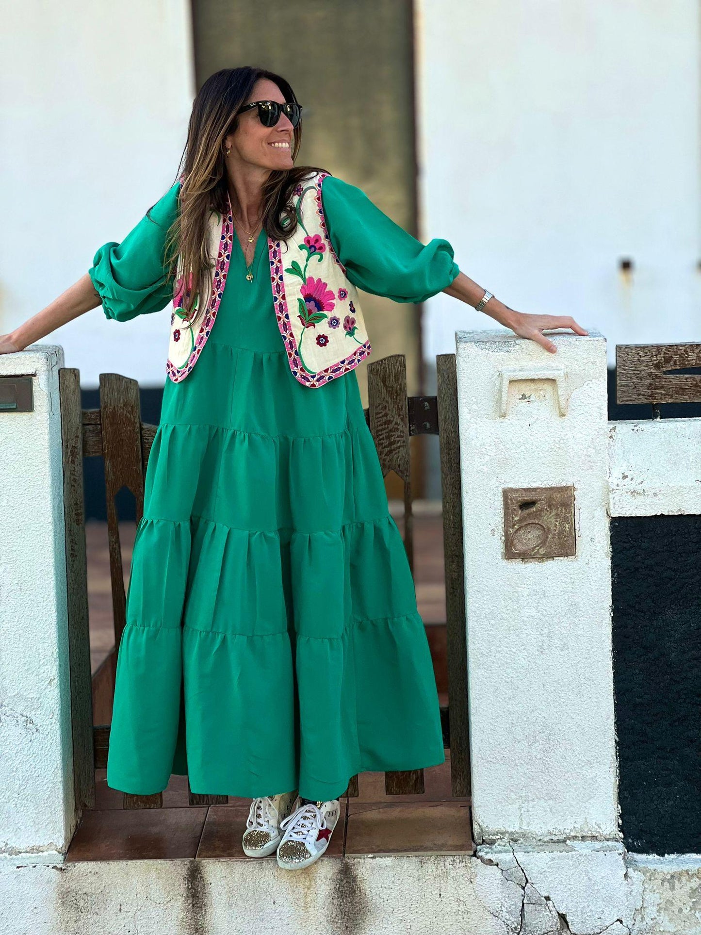 Vestido largo con volantes