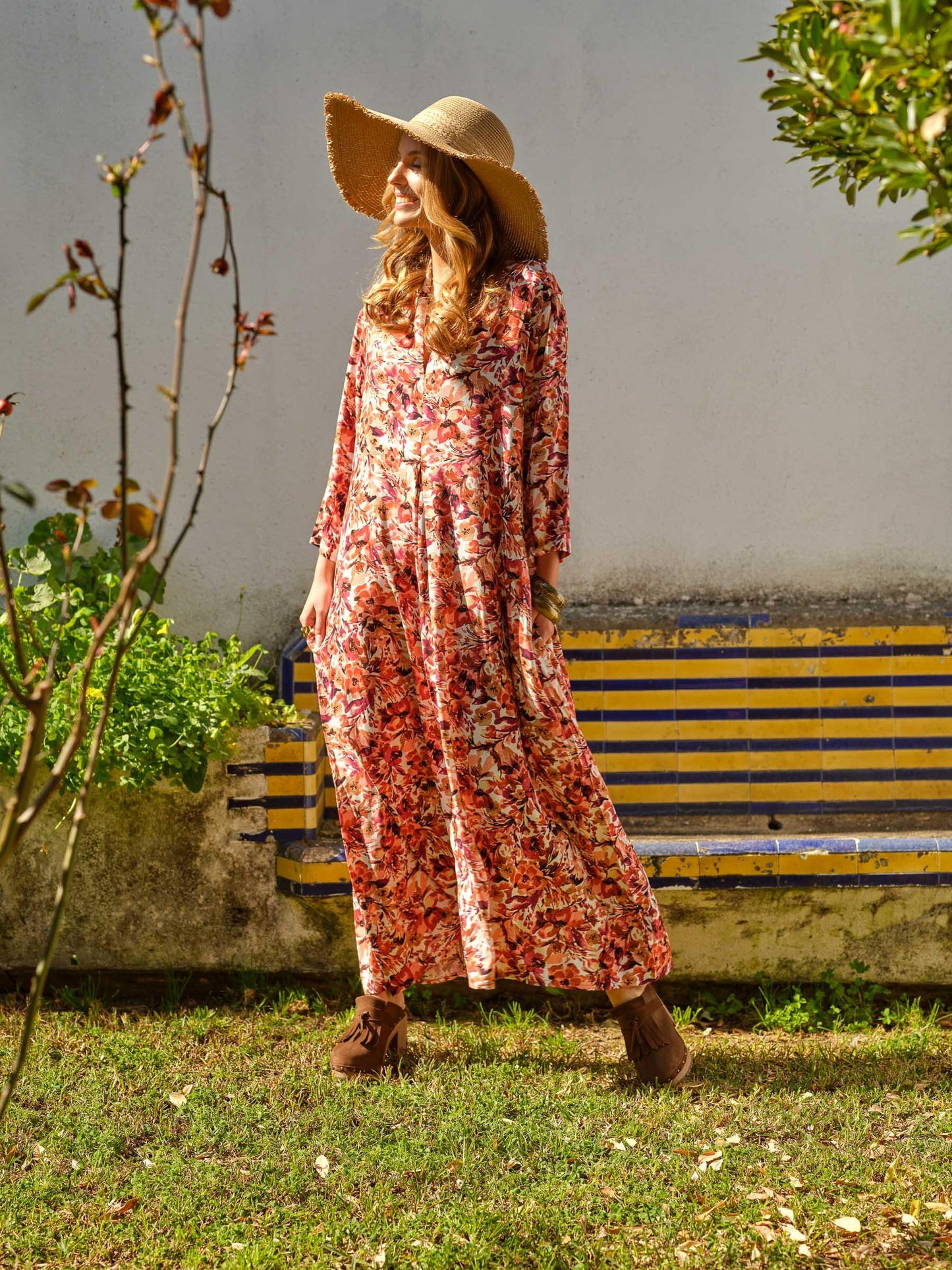 vestido largo estampado