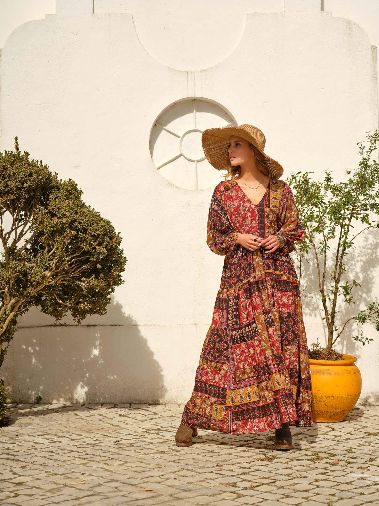 Vestido largo con volantes