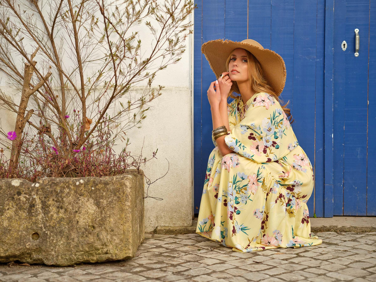 Vestido largo con estampado floral