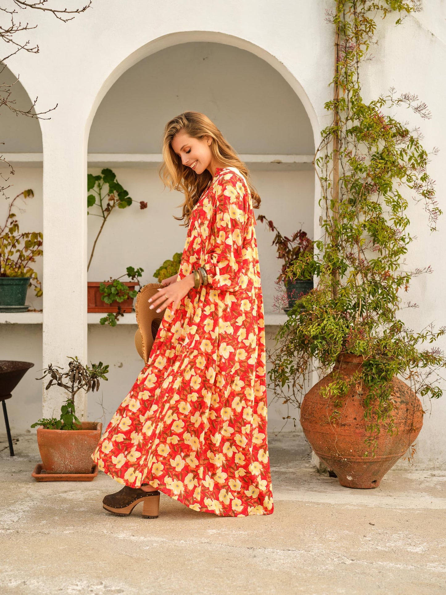 vestido largo estampado