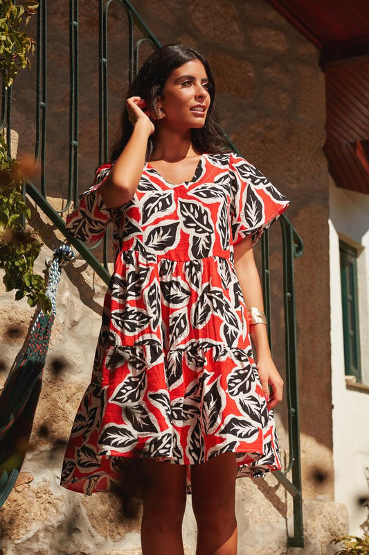 <transcy>Vestido corto de flores</transcy>