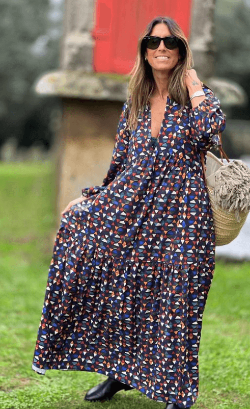 vestido largo estampado