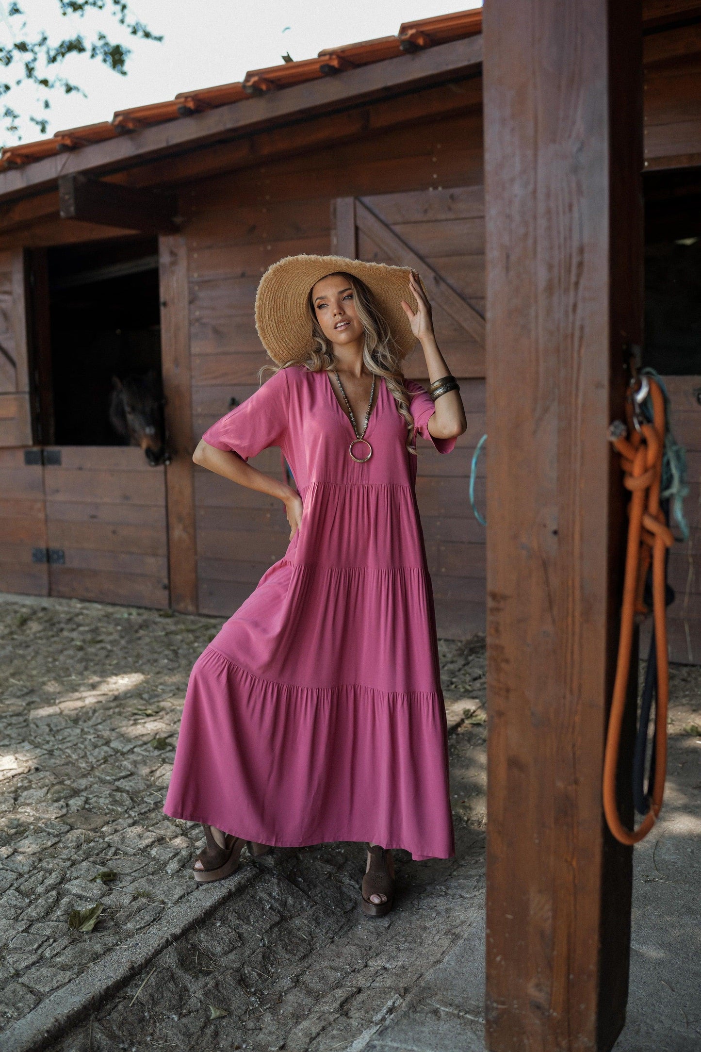 Vestido largo con volantes