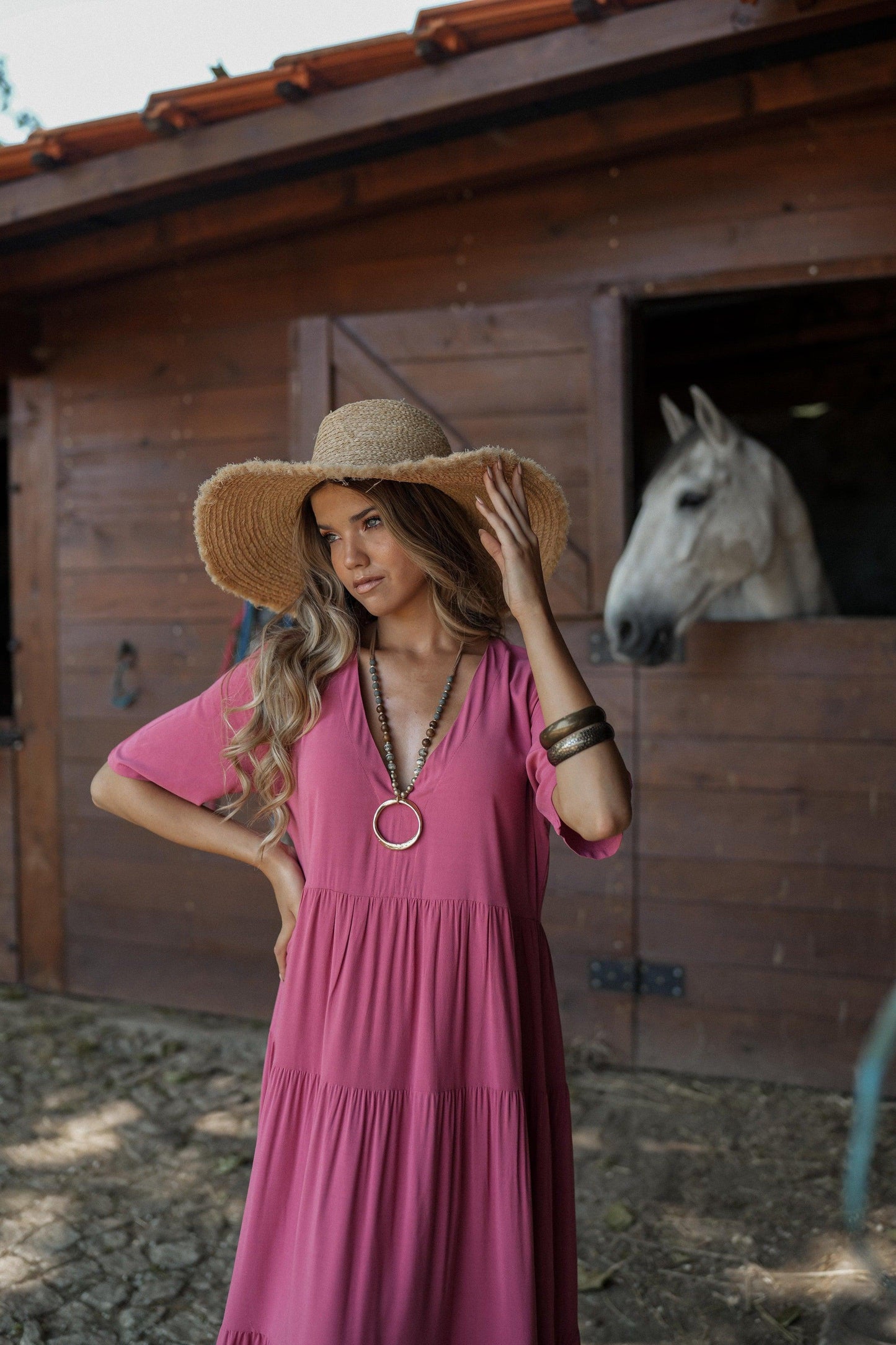 Vestido largo con volantes