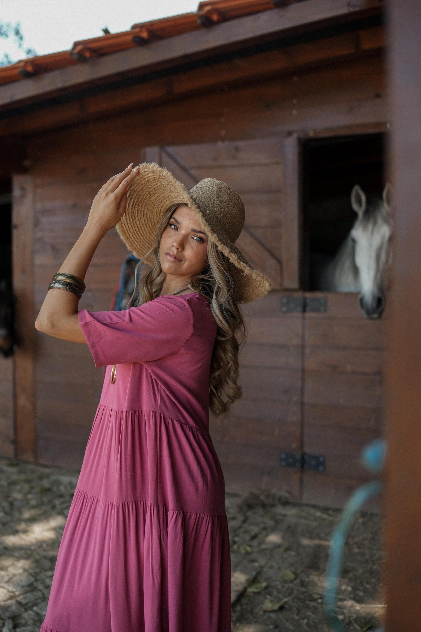 Vestido largo con volantes
