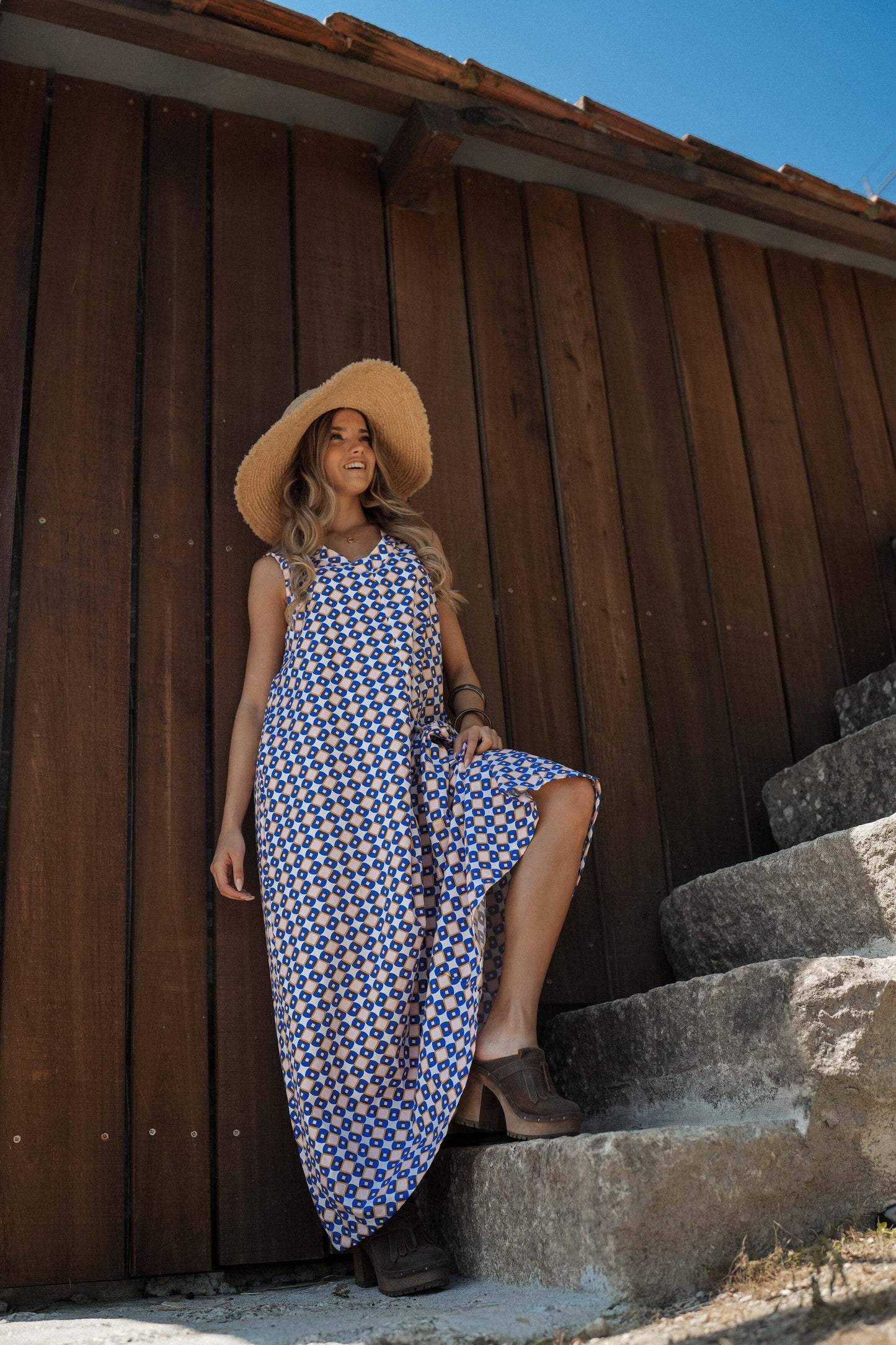 vestido largo estampado