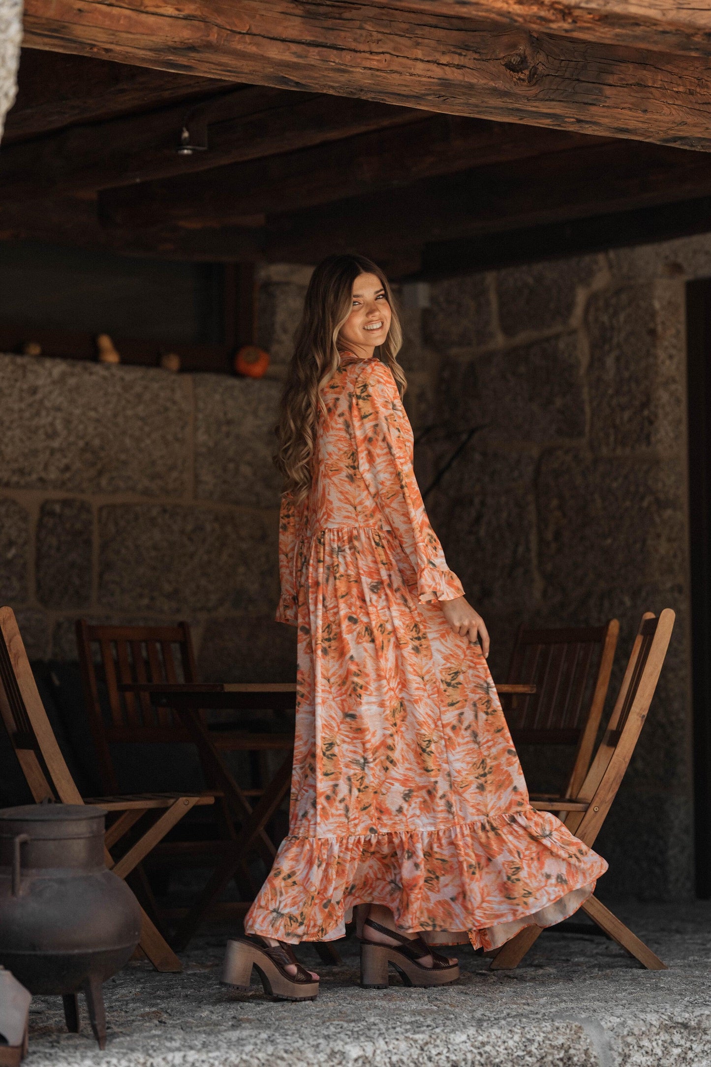 vestido camisero estampado