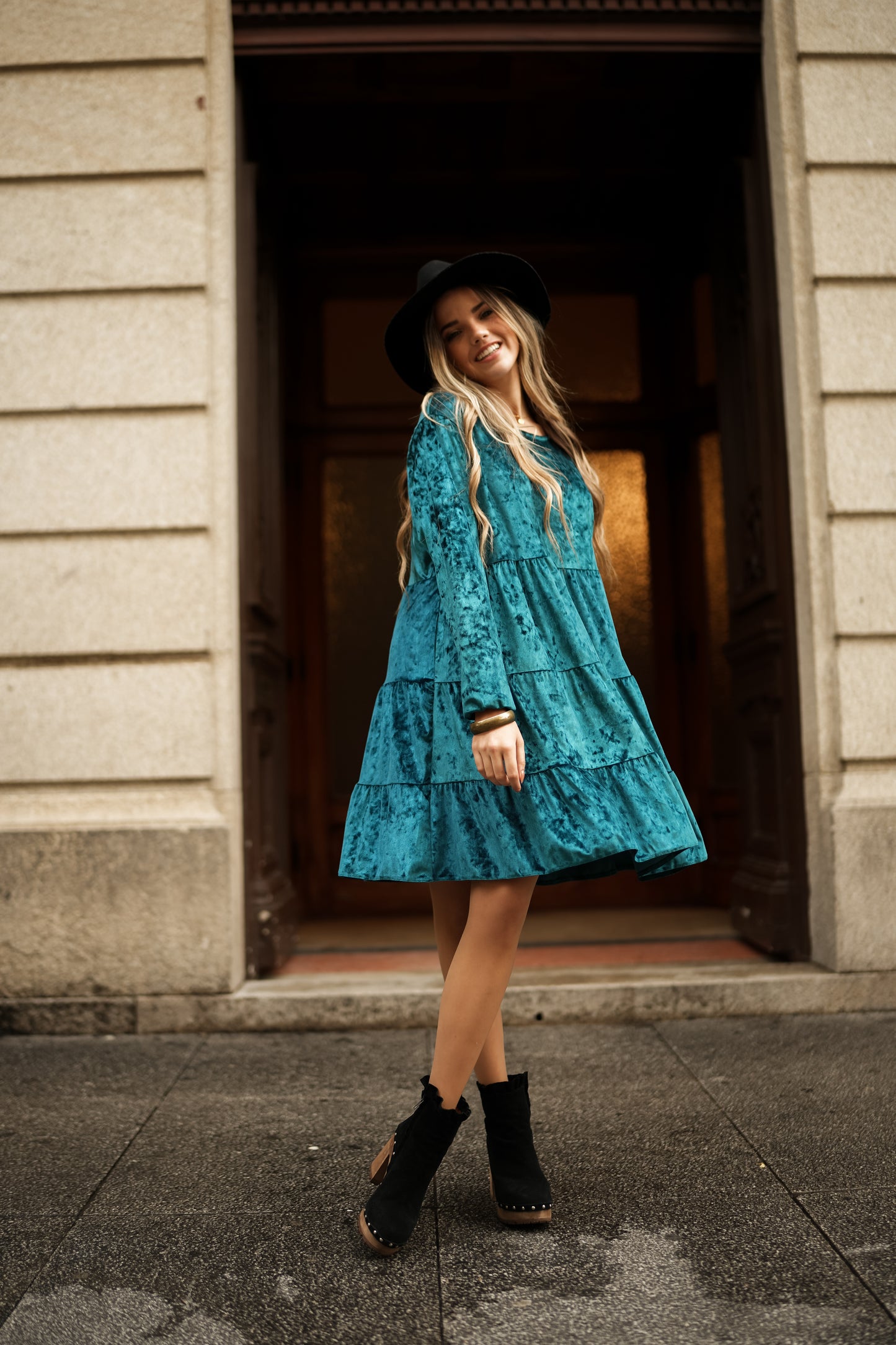 Vestido corto de terciopelo