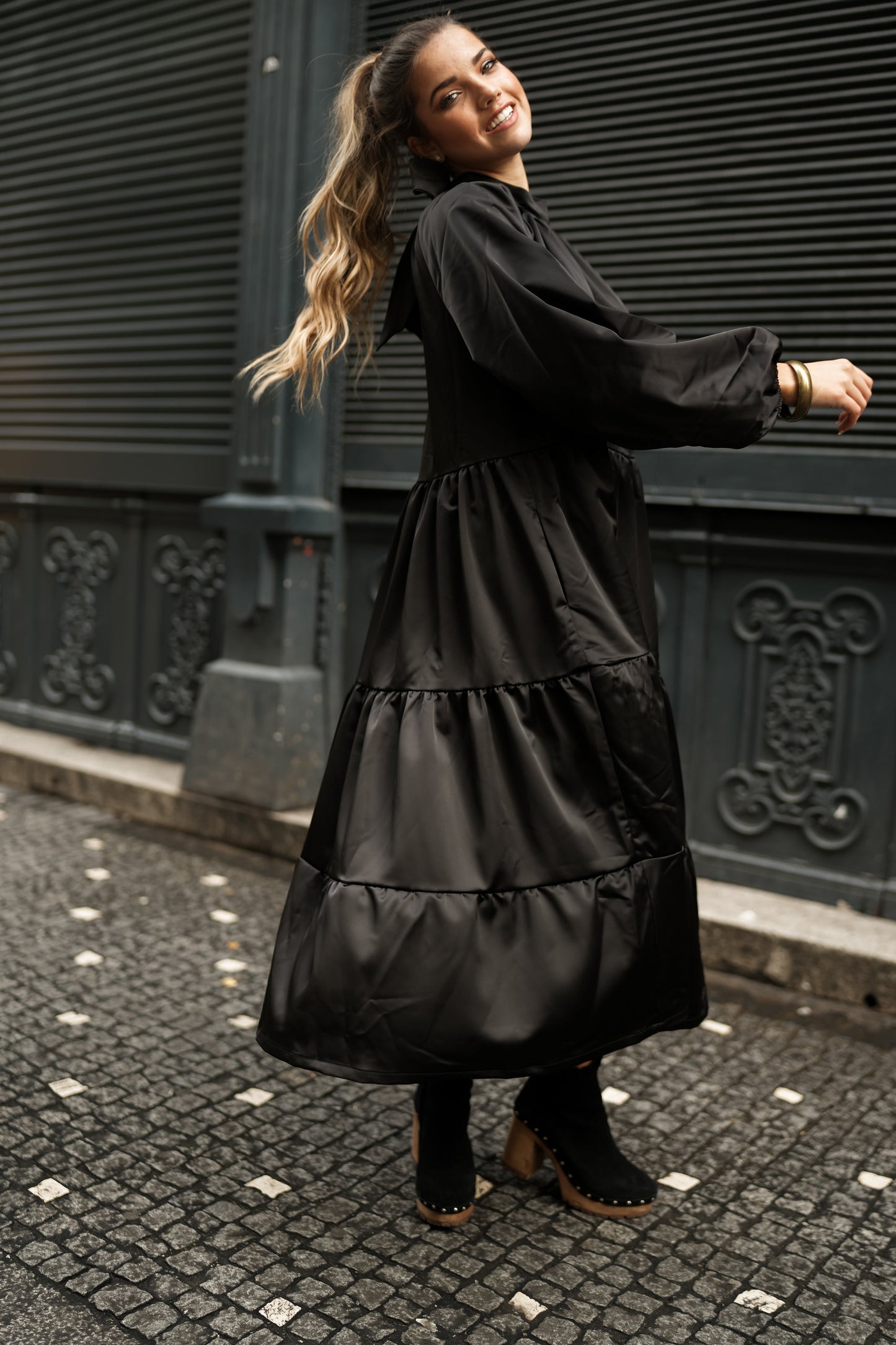 vestido largo de satén