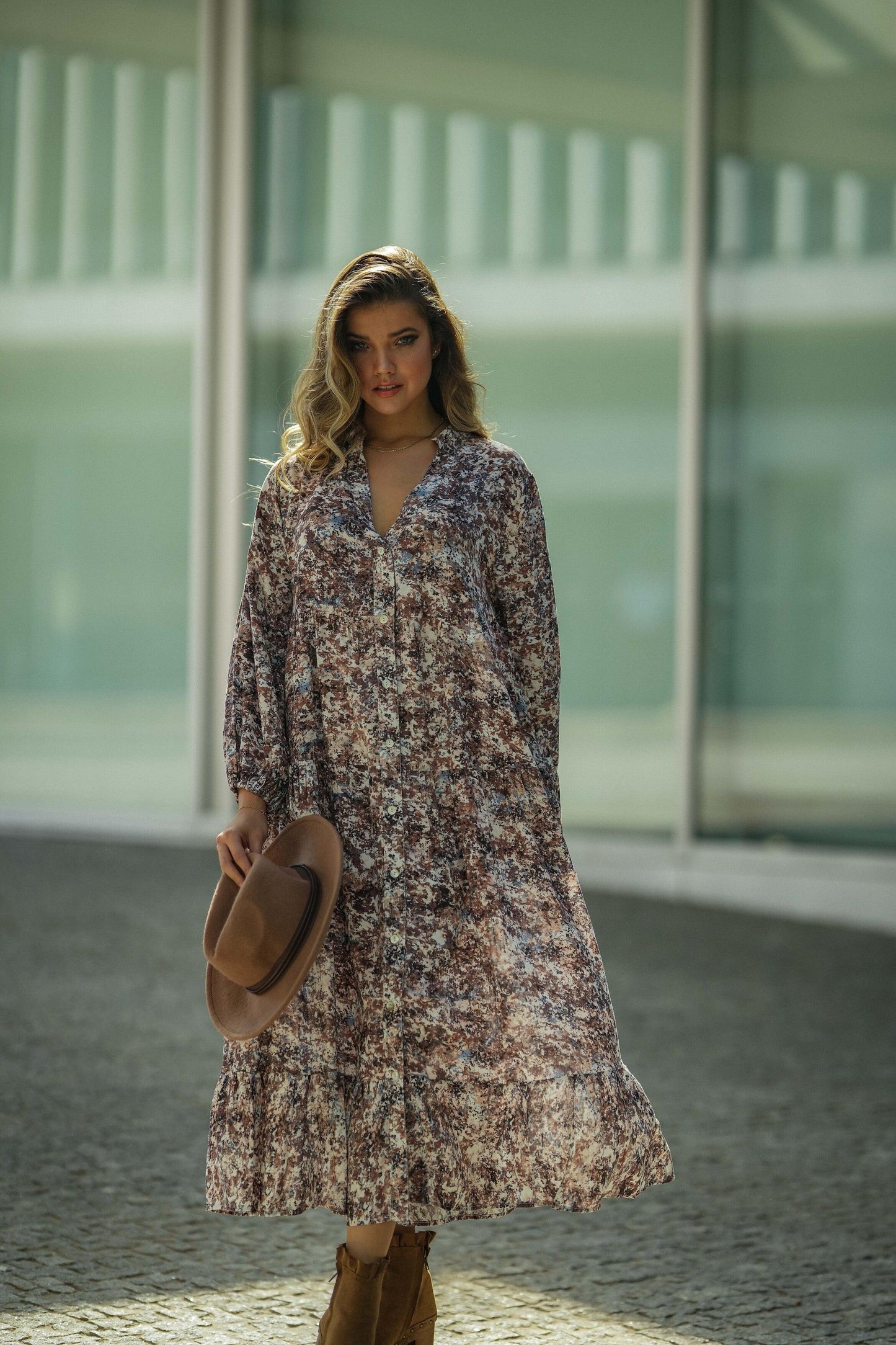 Vestido largo con estampado floral