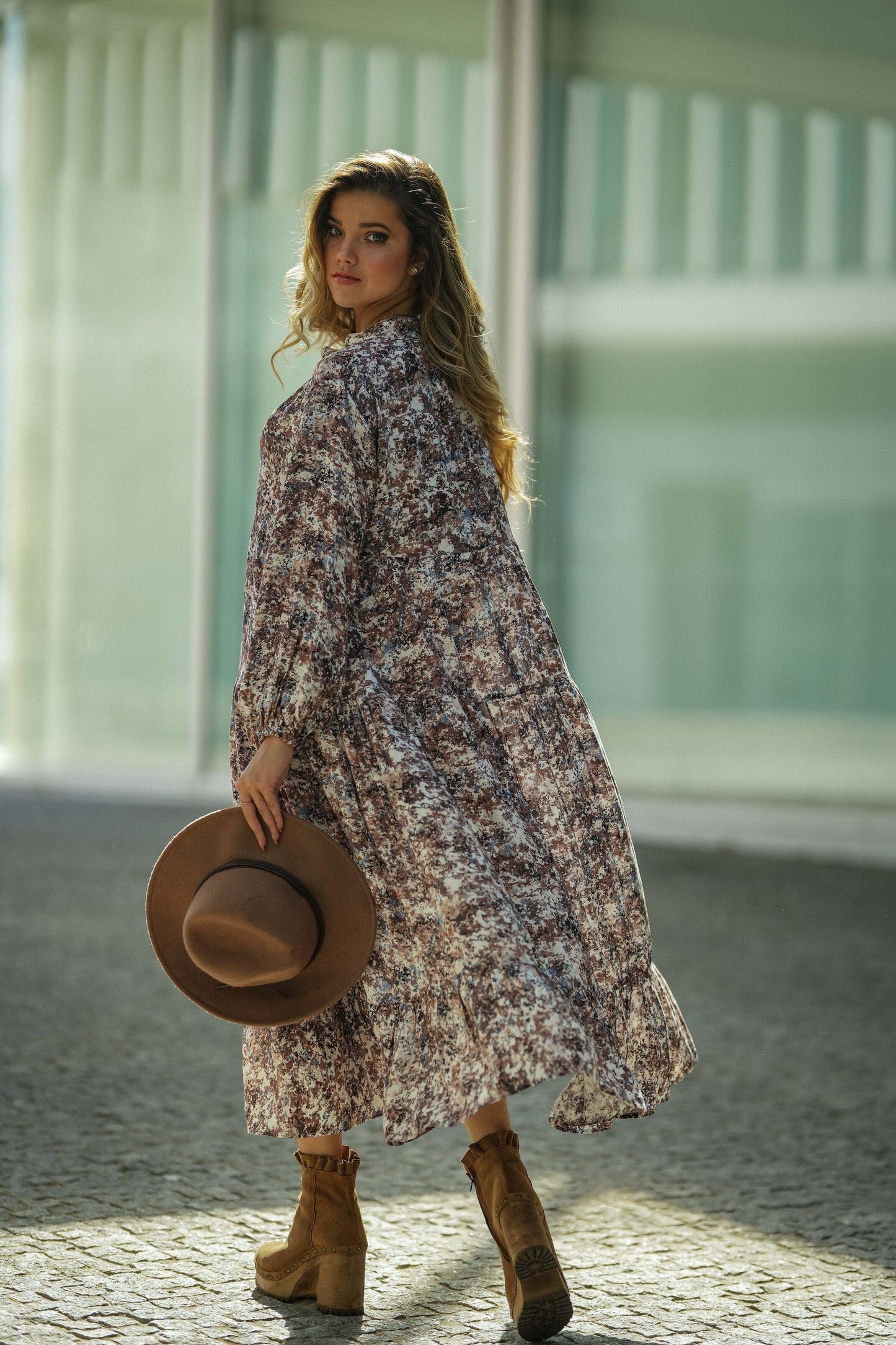 Vestido largo con estampado floral