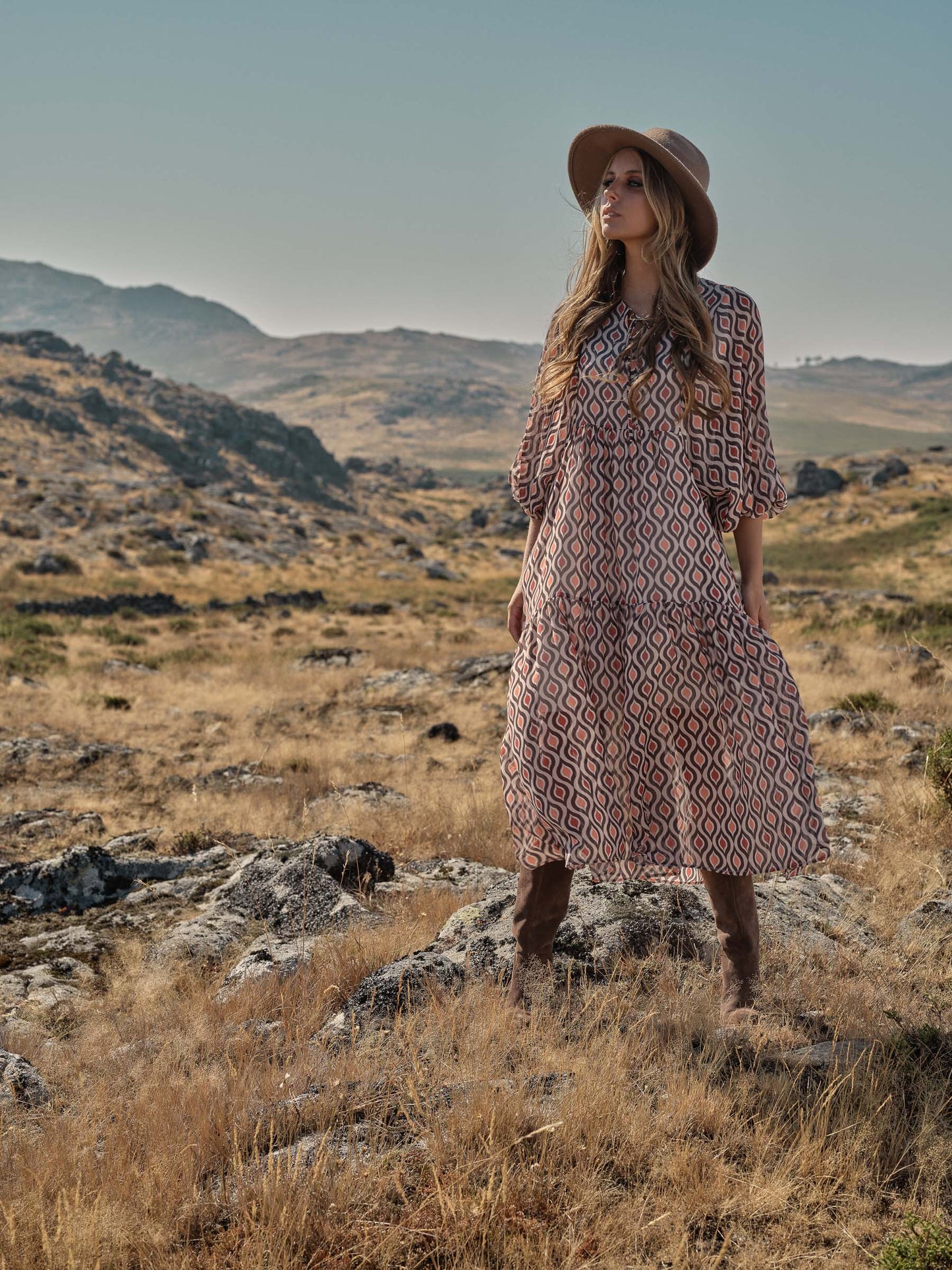 vestido largo estampado