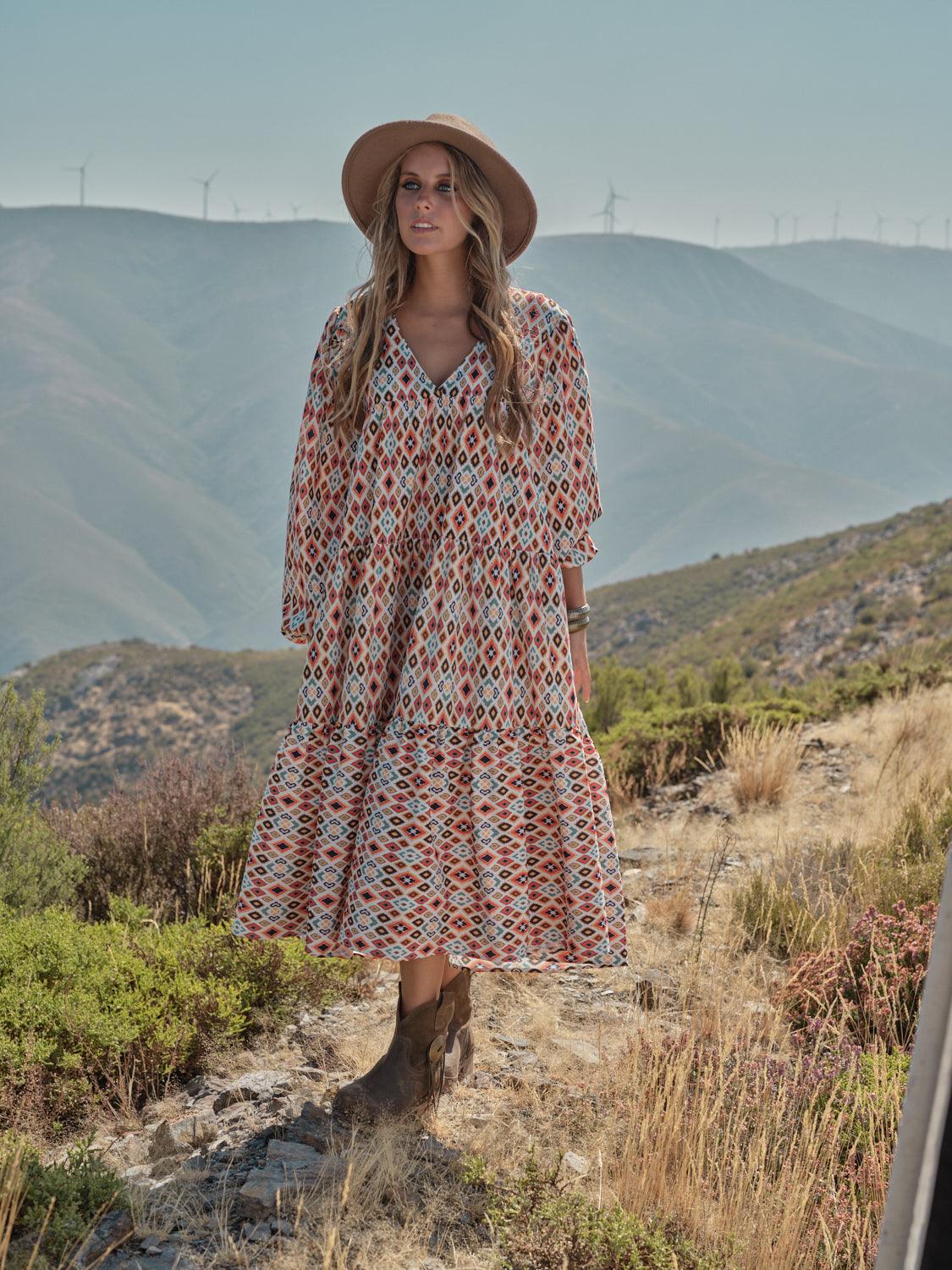 vestido largo estampado