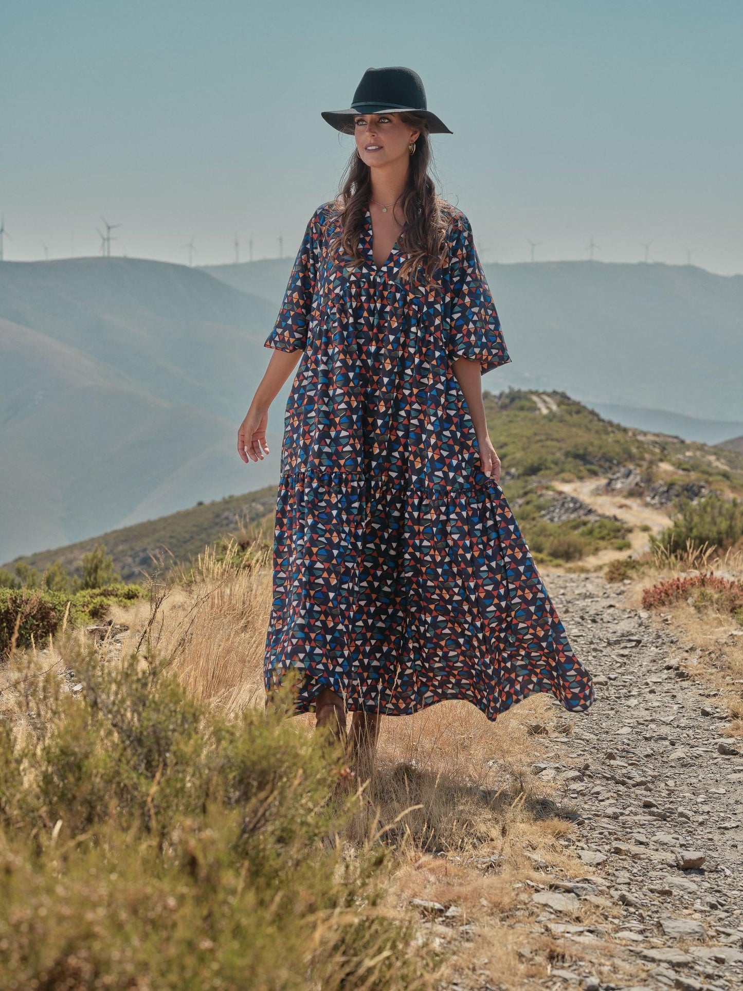 vestido largo estampado