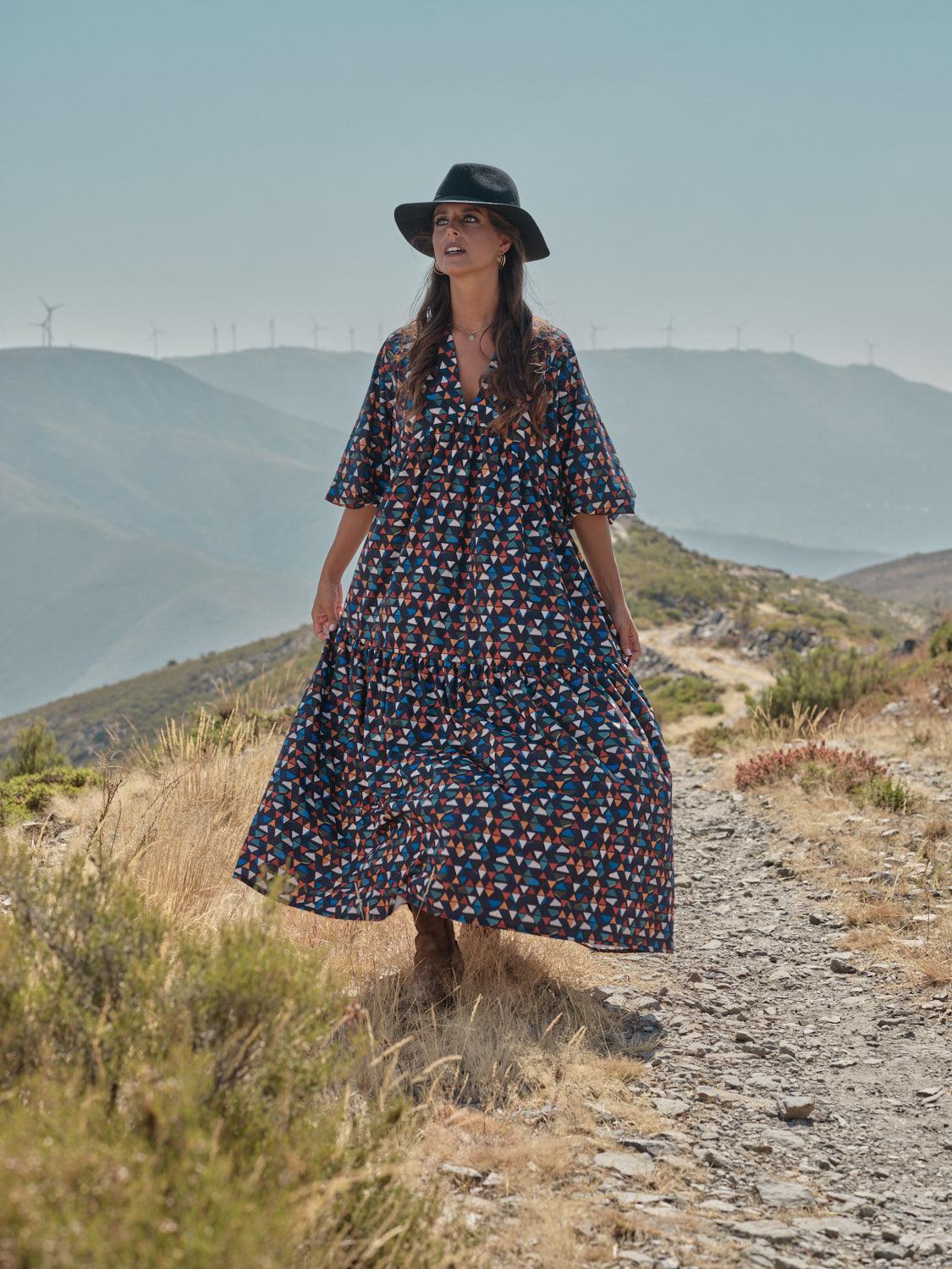 vestido largo estampado