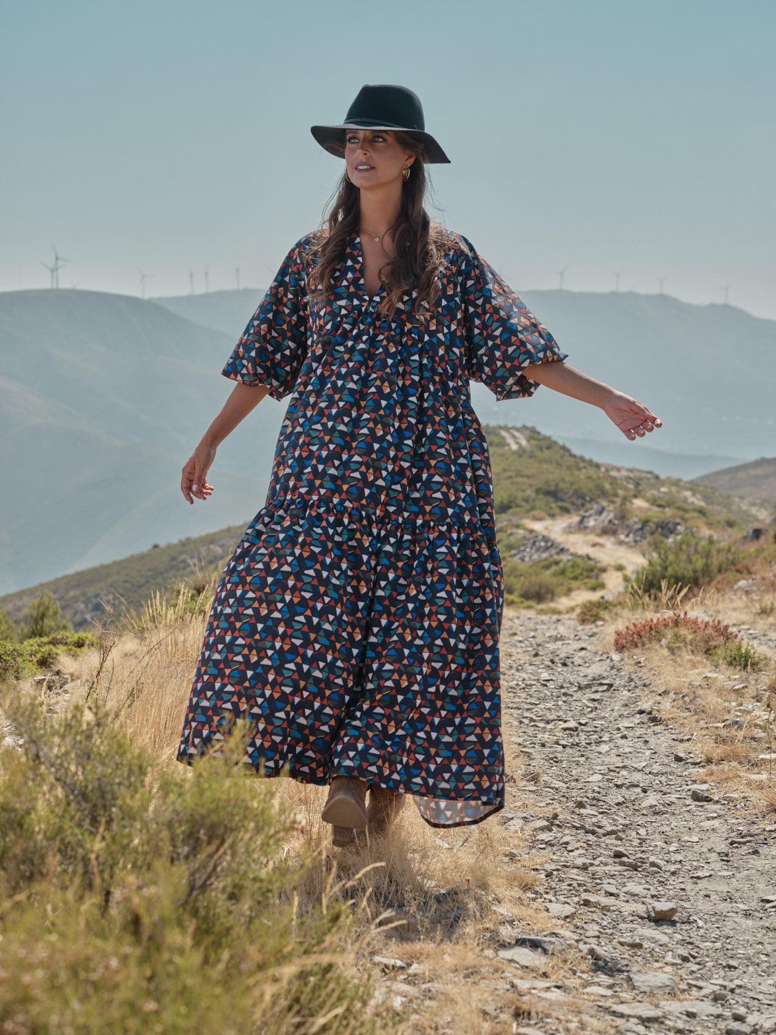 vestido largo estampado