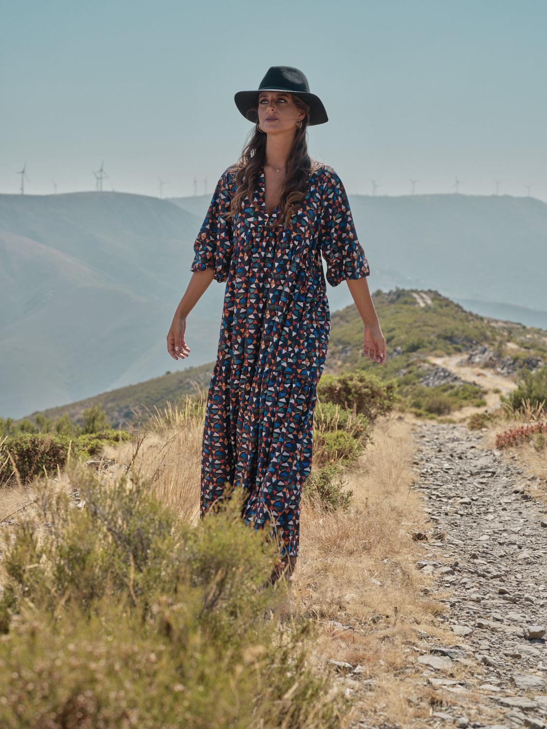 vestido largo estampado