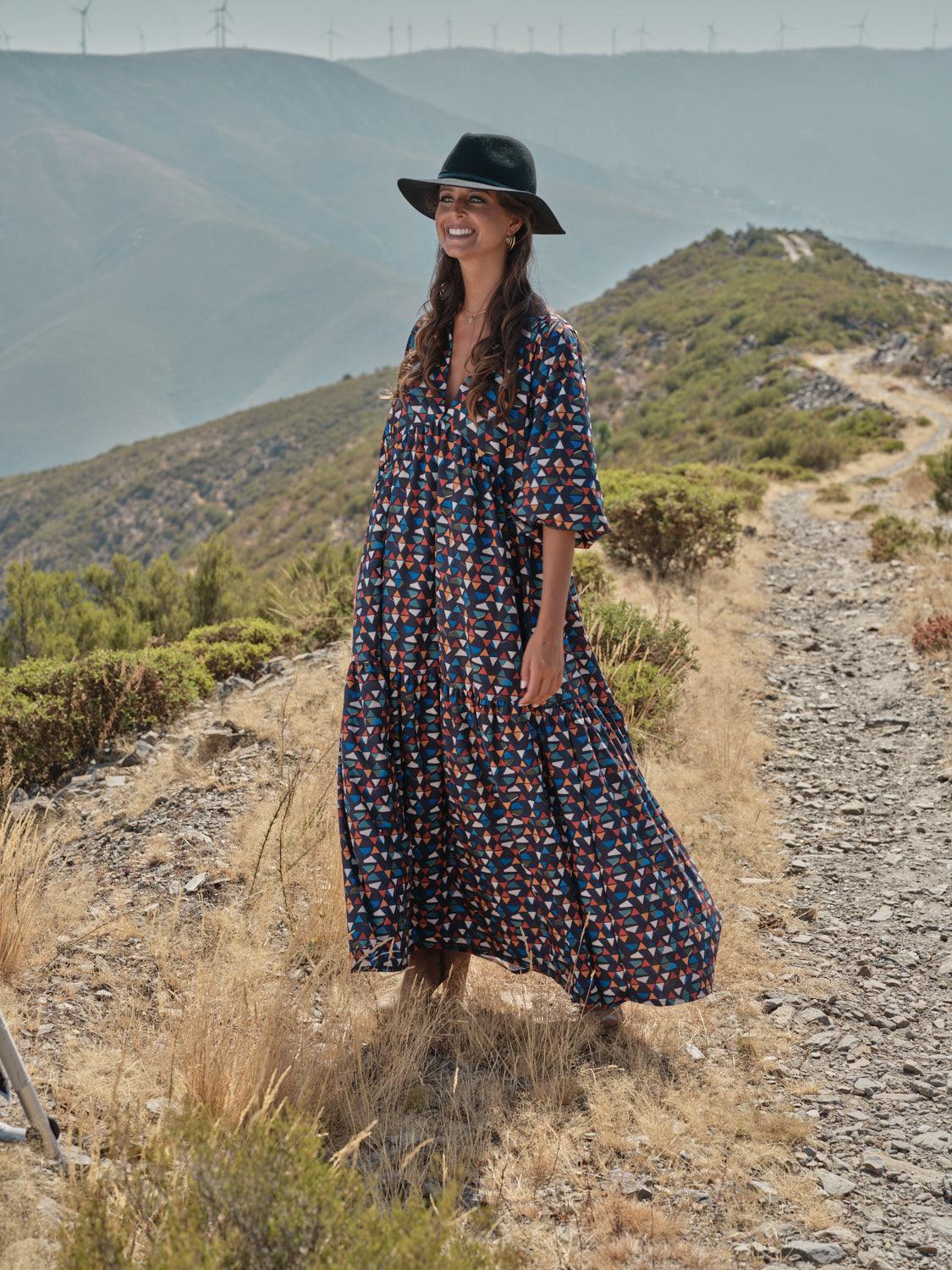 vestido largo estampado